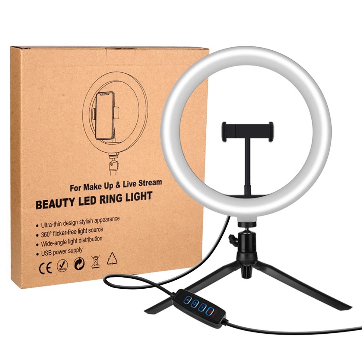 10"LED Ring Light With Tripod Stand Phone Holder 3