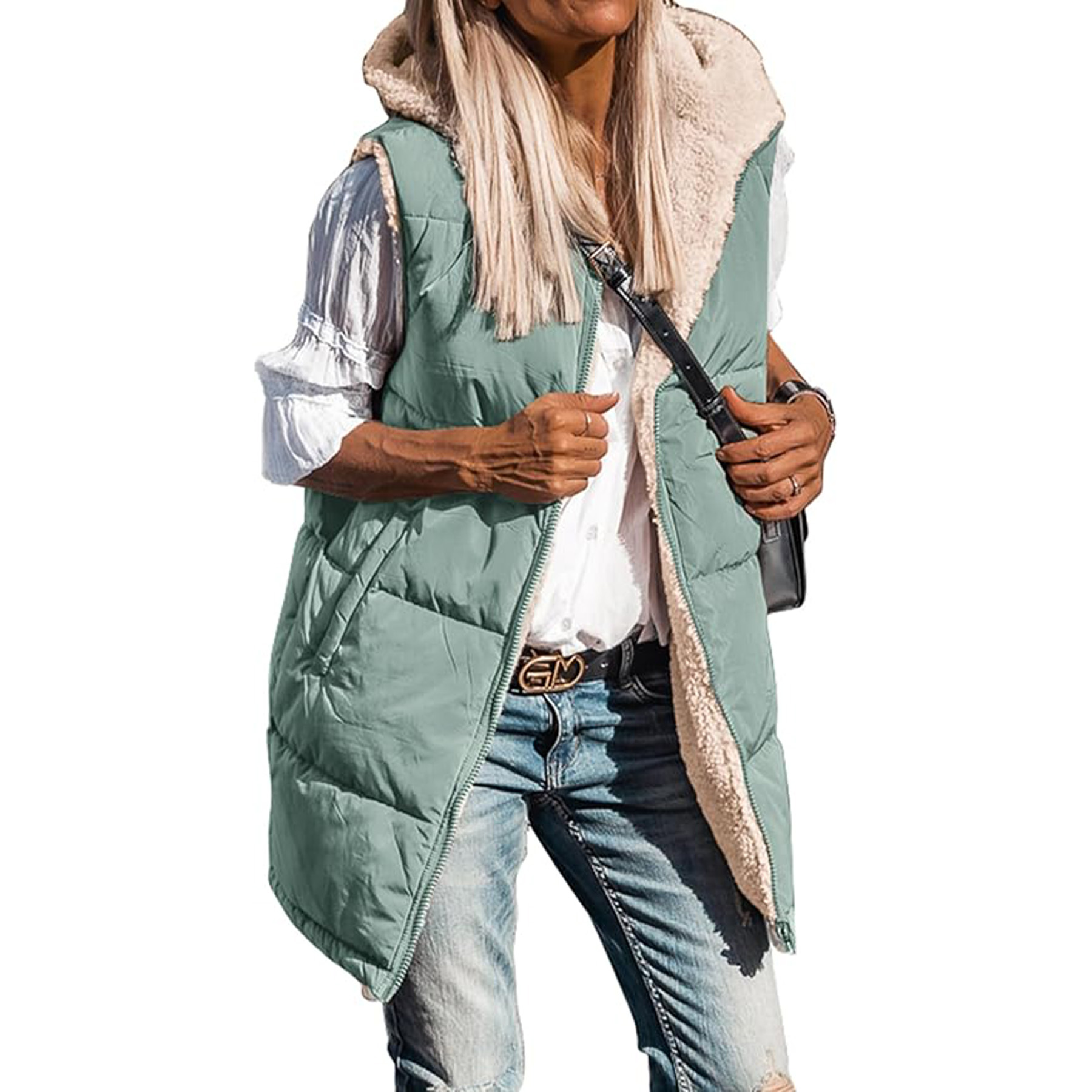 Winter Long Sleeveless Hooded Jacket 2