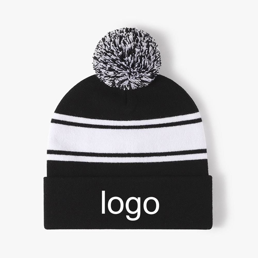 Stripped Pom Beanie with Cuff 3