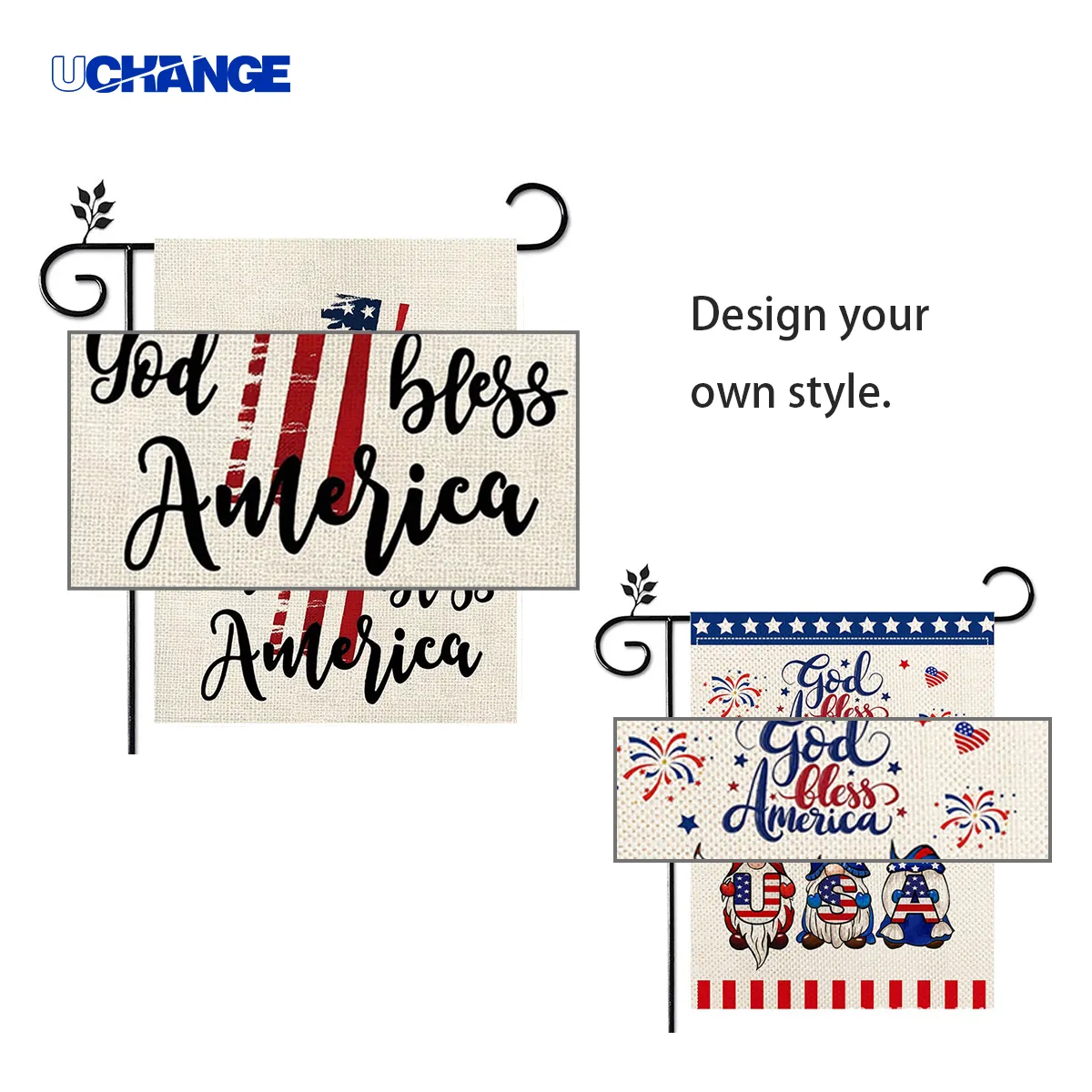 Double Sided Patriotic Garden Flag 12"x18" 3