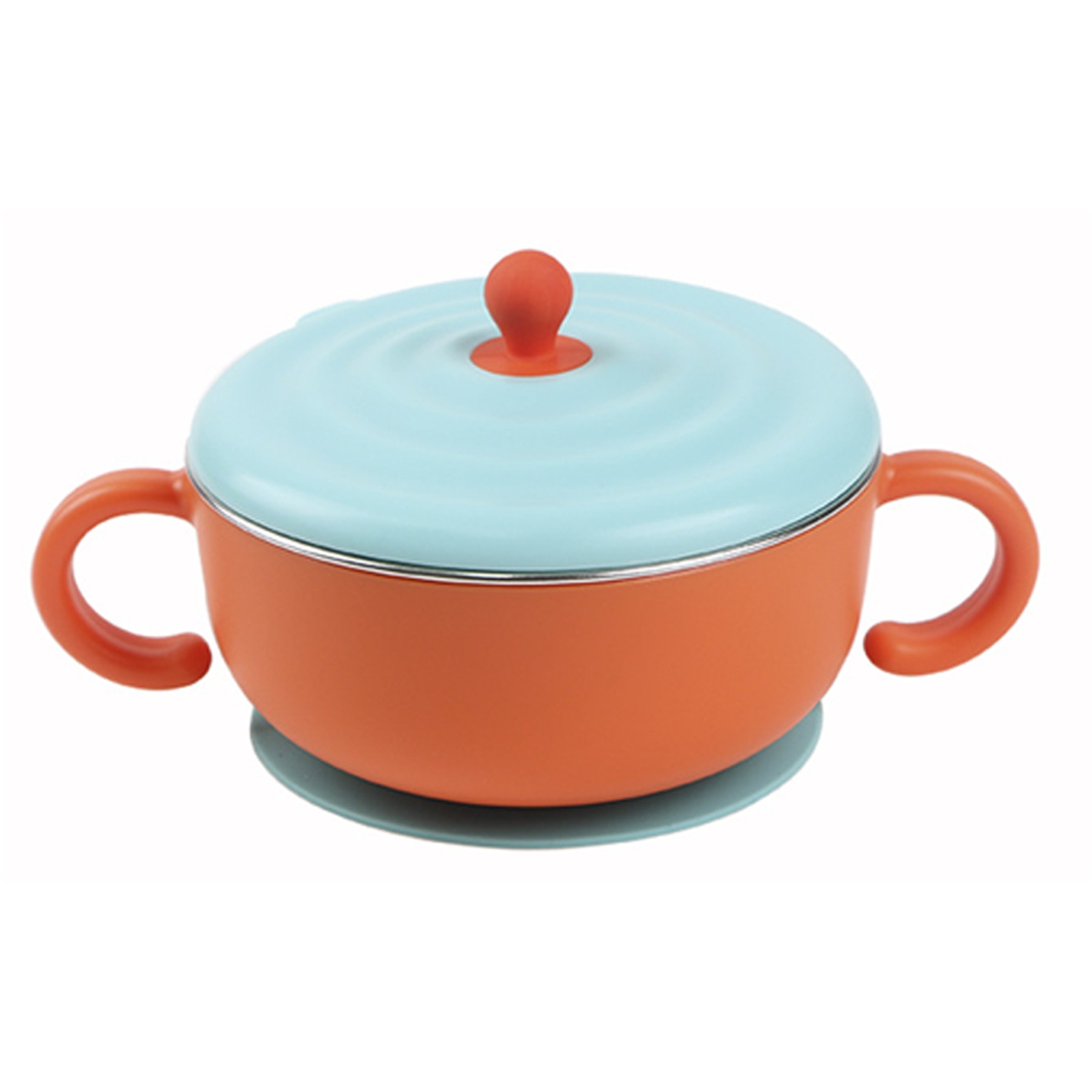 Stainless Steel Baby Food Bowl W/ Plastic Handle And Lid 2