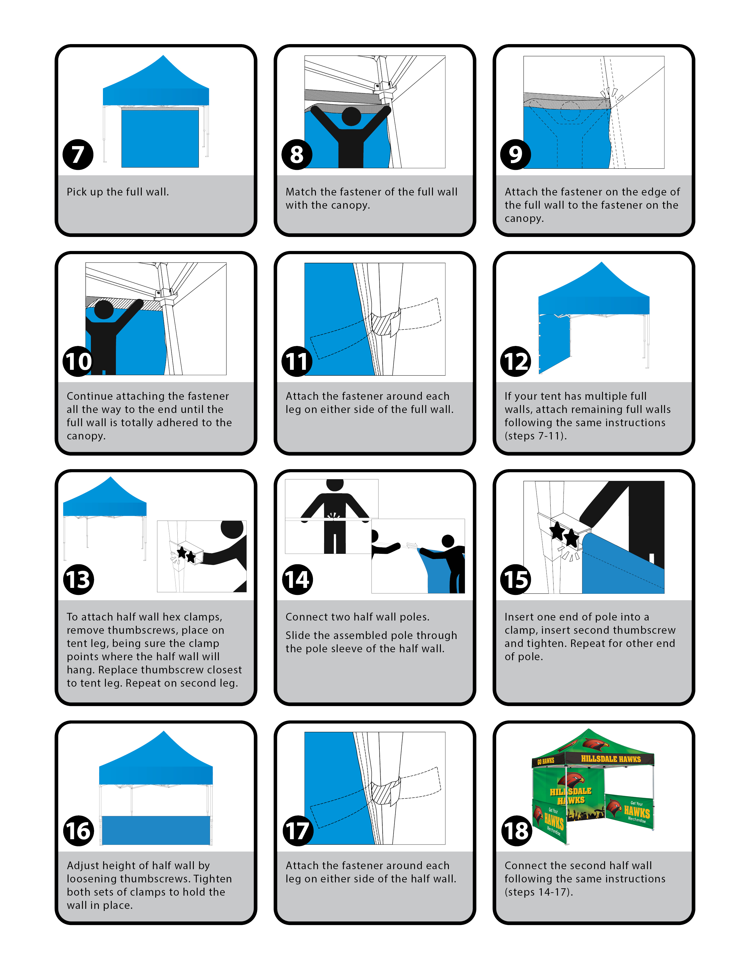 10' Heavy Duty Tent With One Full Double Sided Wall and Two Double Sided Half Walls 13