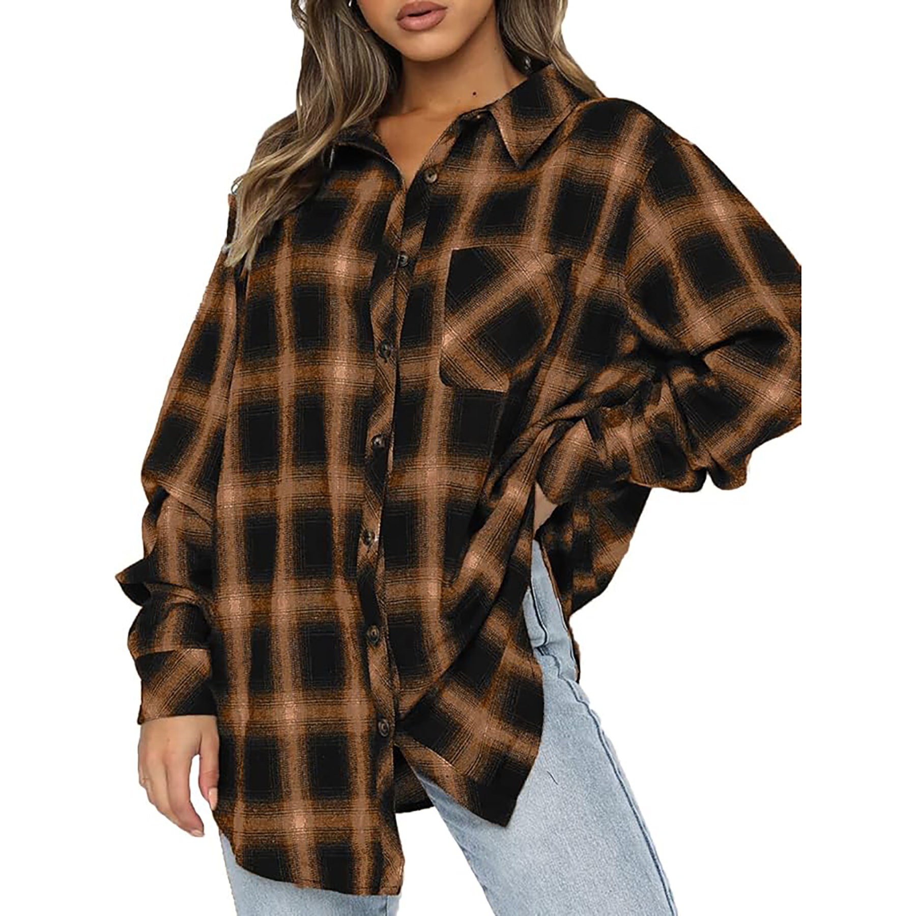 Women's Long Sleeved Plaid Shirt 24