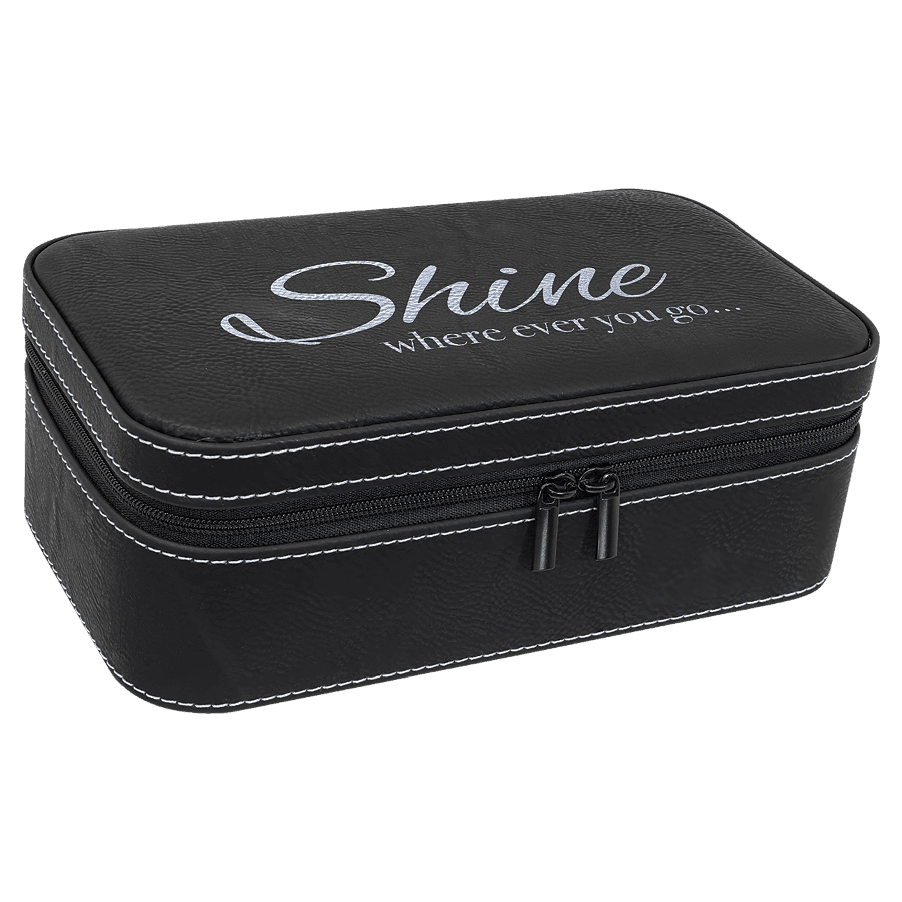 7 1/2" X 4 1/2" Black/Silver Leatherette Jewelry Box 2