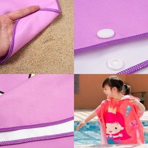 Kids Microfiber Summer Beach Poncho Cape Towel 4