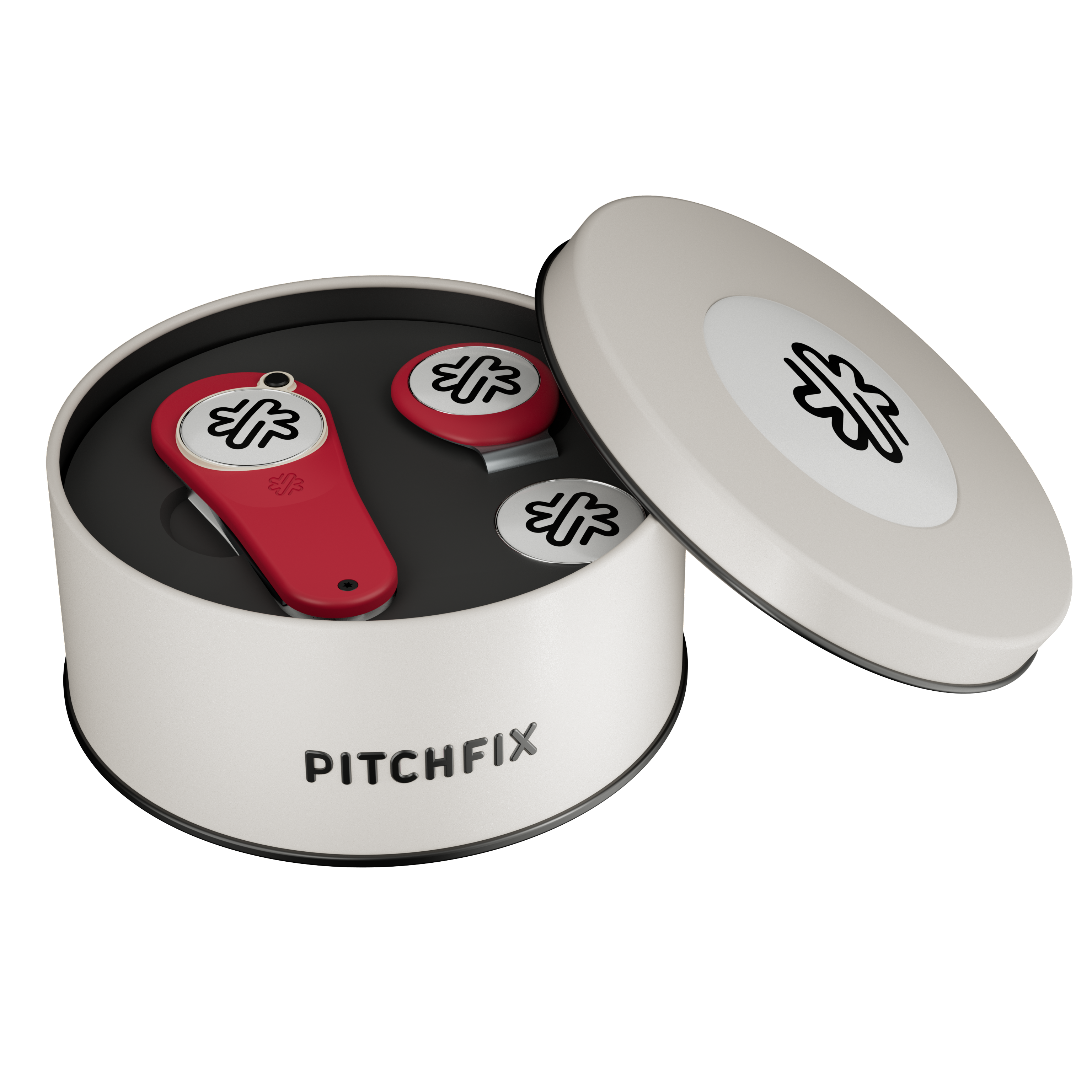 Pitchfix Original Golf Divot Tool in Round Tin with Hat Clip & Extra Ball Marker 5