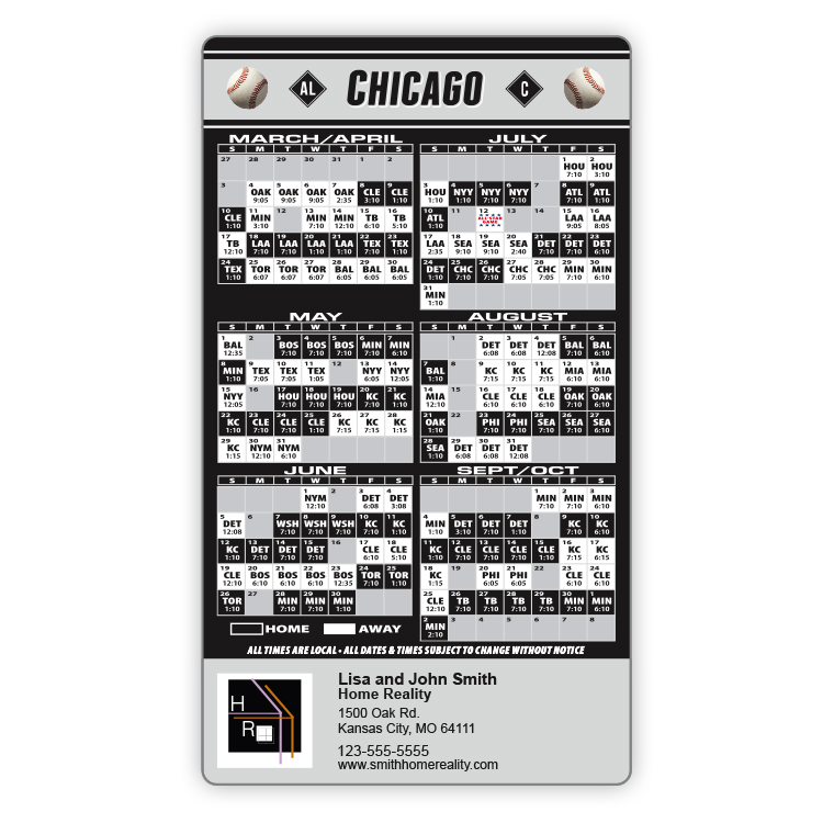 Magnet Sport Schedules - 4x7 Baseball Round Corners - 25 mil. 3
