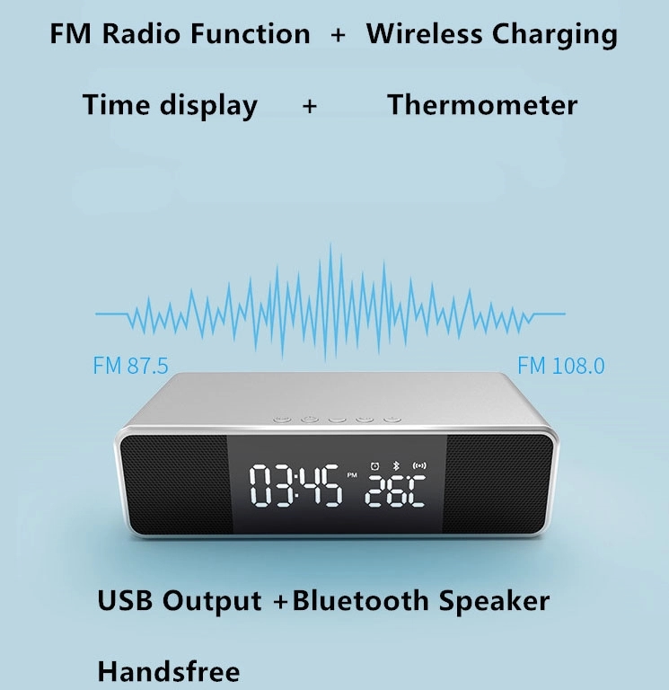 Fast Wireless Charging Alarm Clock With Bluetooth Speaker 2