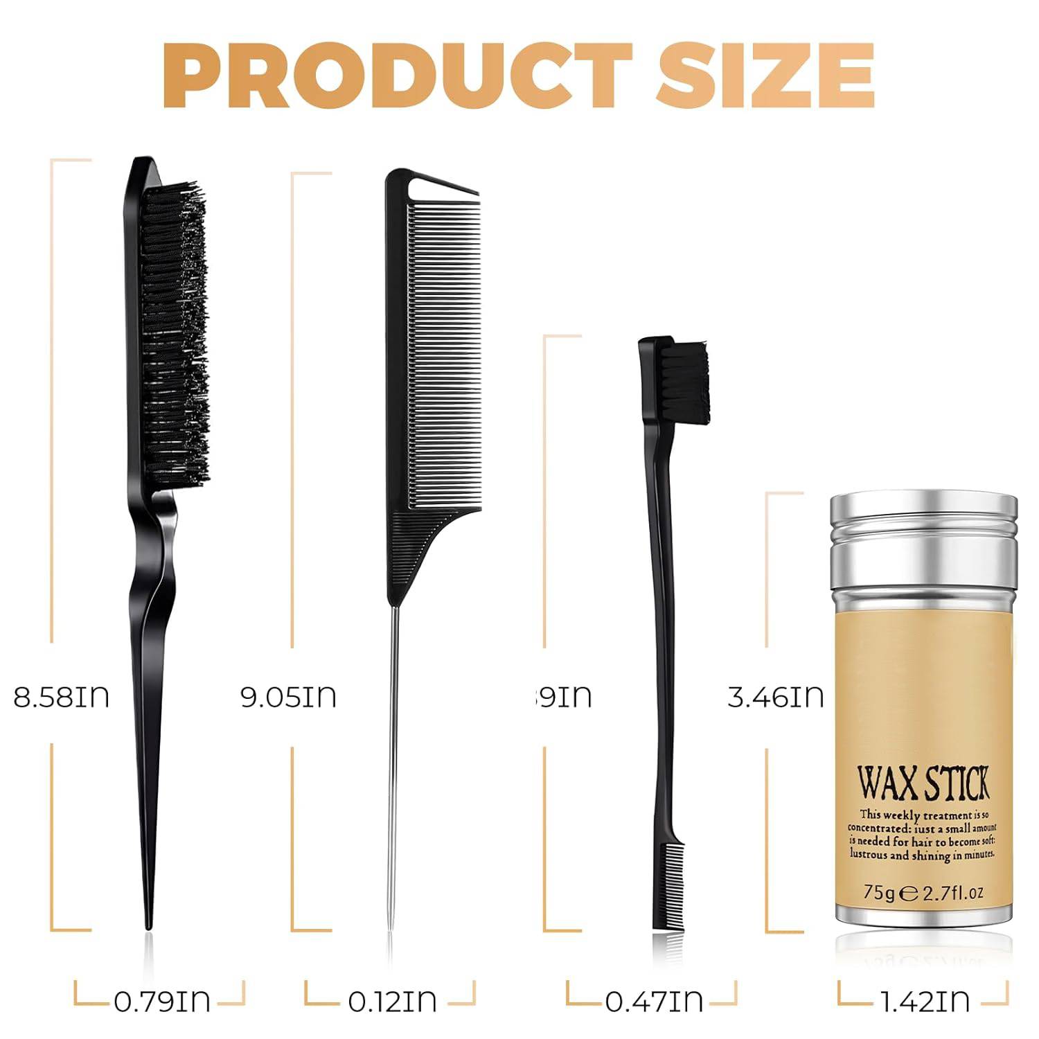 Hair Wax Stick w/ 3 Styling Combs Set 4