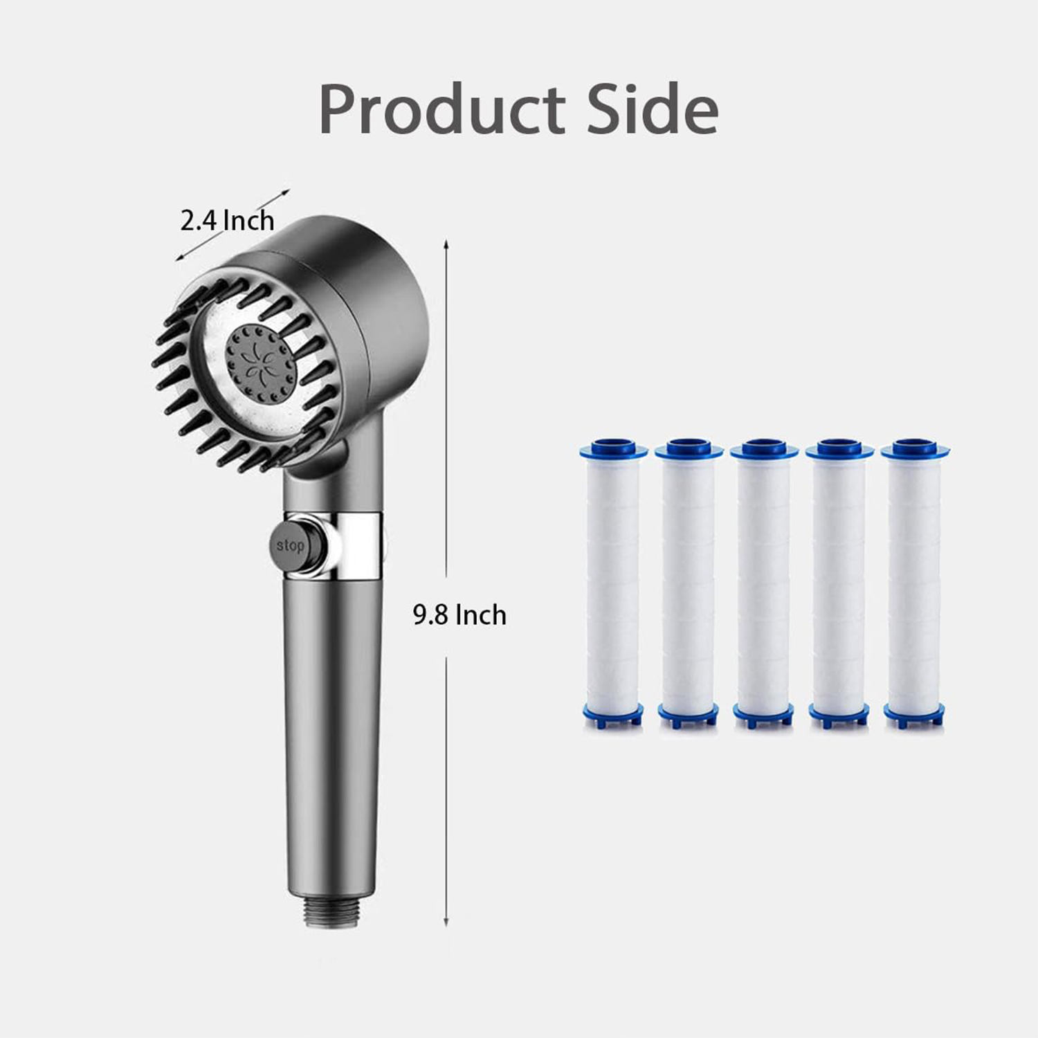 High Pressure Handheld Shower Head Kit w/ Wall Mount Bracket 5
