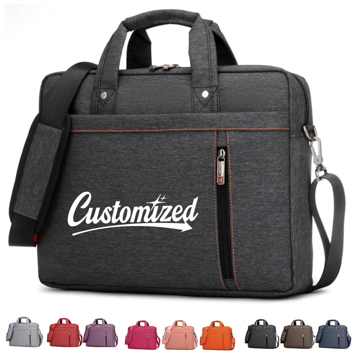 16'' Business Laptop Bag with Shoulder-Strap Trolley Strap 8