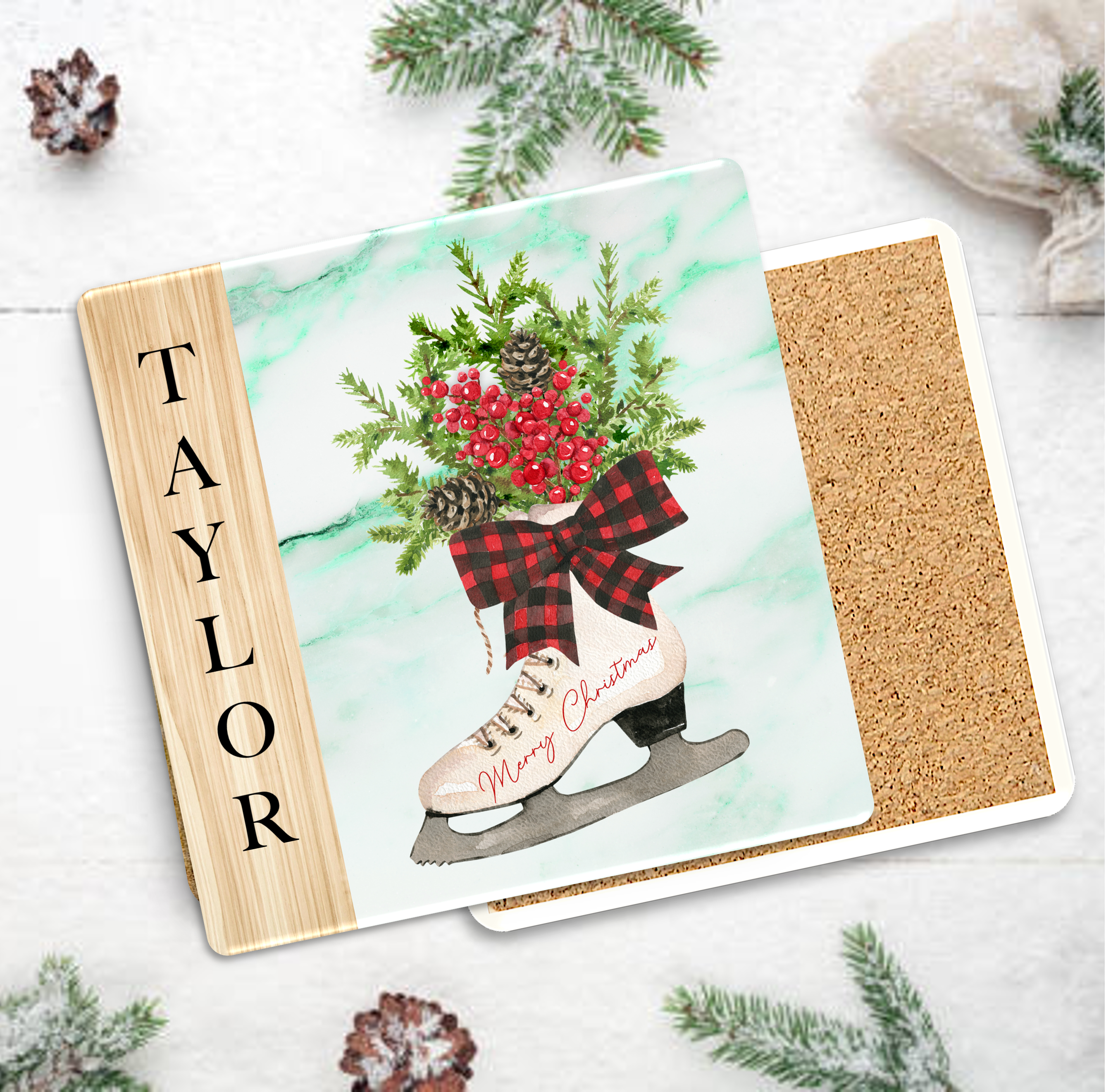 Square Absorbent Stone Coaster with Custom Print - Basic Print 3