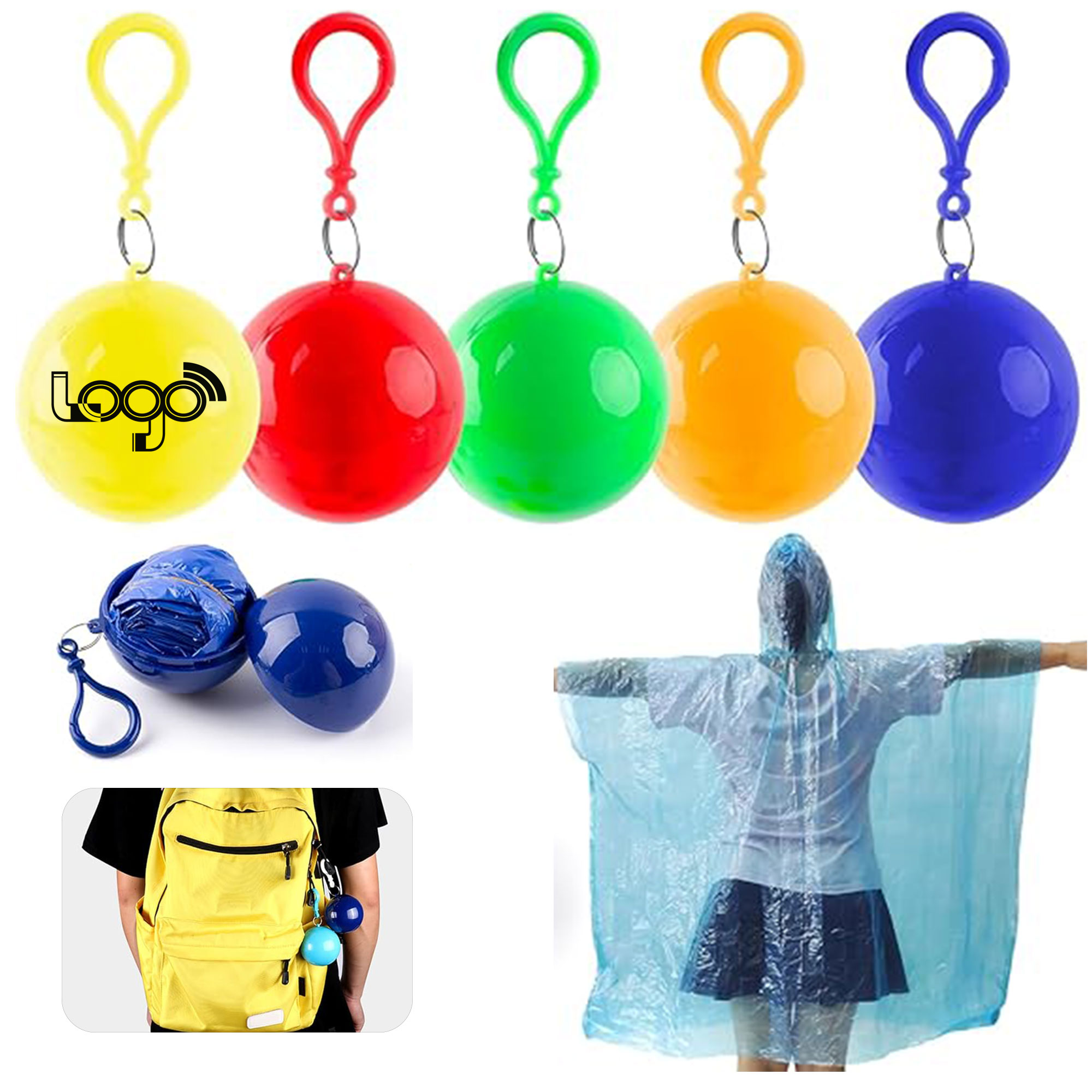 Portable Rain Poncho Ball With Keychain 2