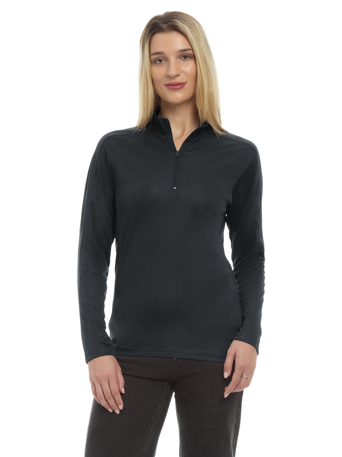 Blue Generation - Women's Pocketless Wicking Long Sleeve Zip Pullover 1