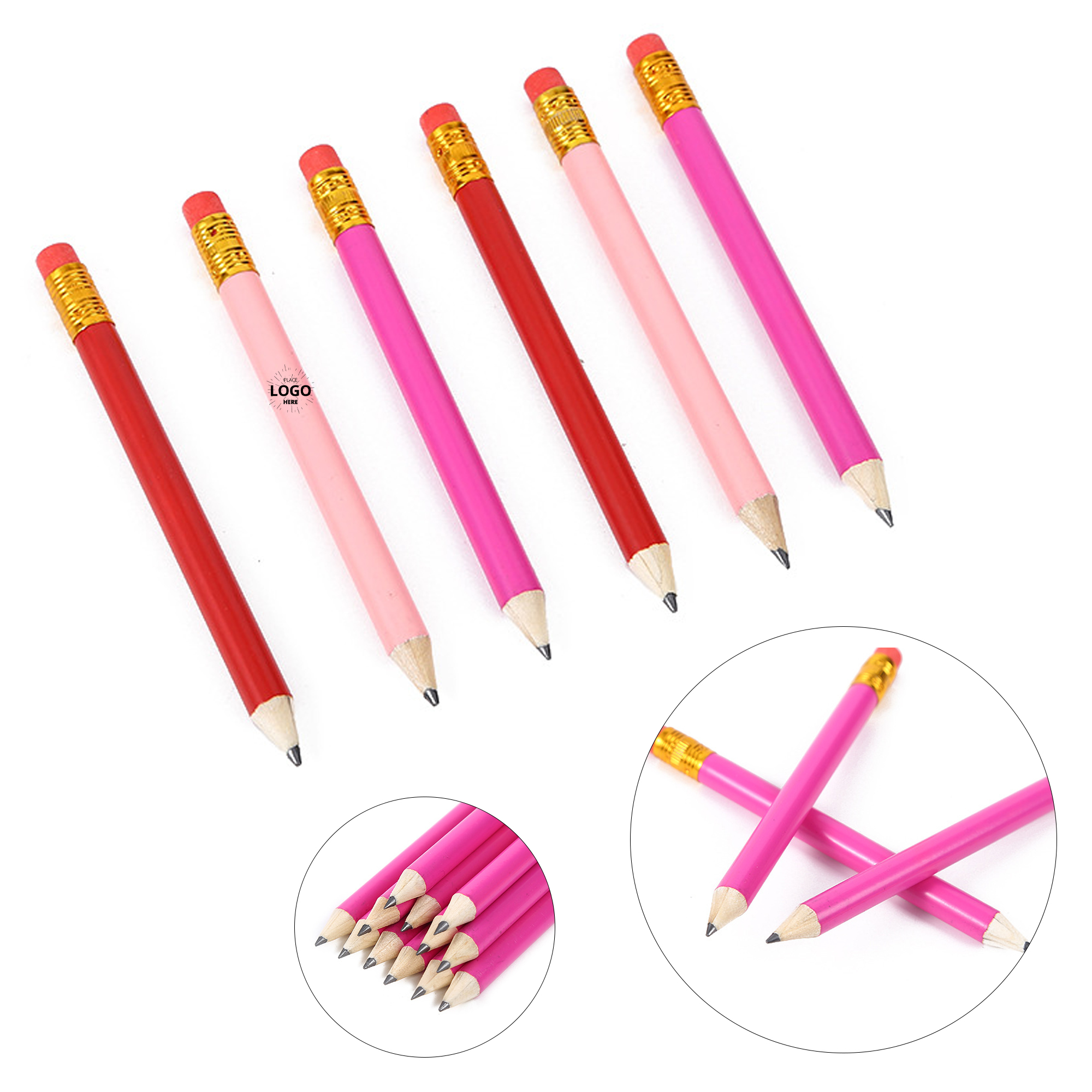 Round Wooden Golf Pencil With Eraser 3
