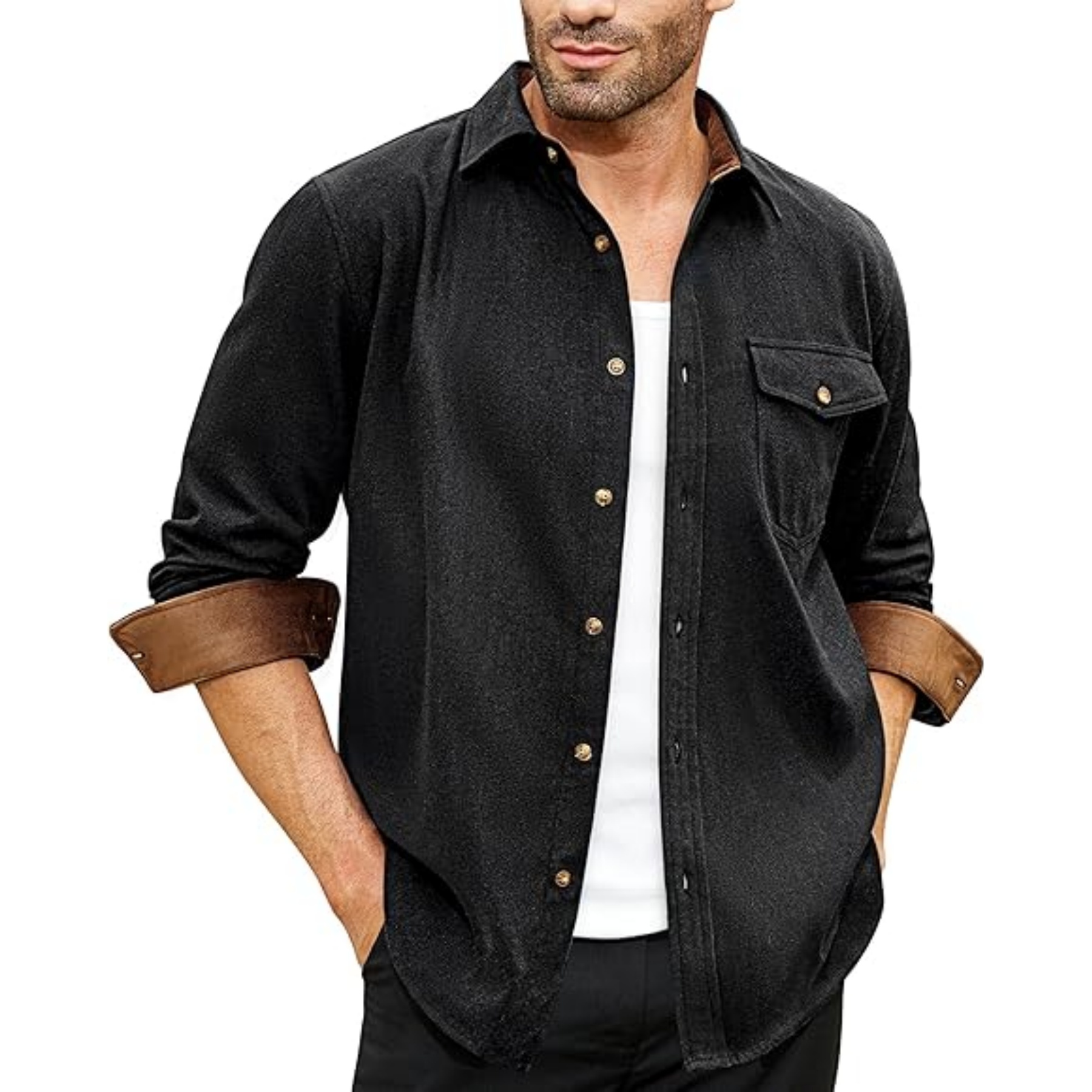 Man Long Sleeve Casual Jacket, custom dress shirt with logo imprint 3