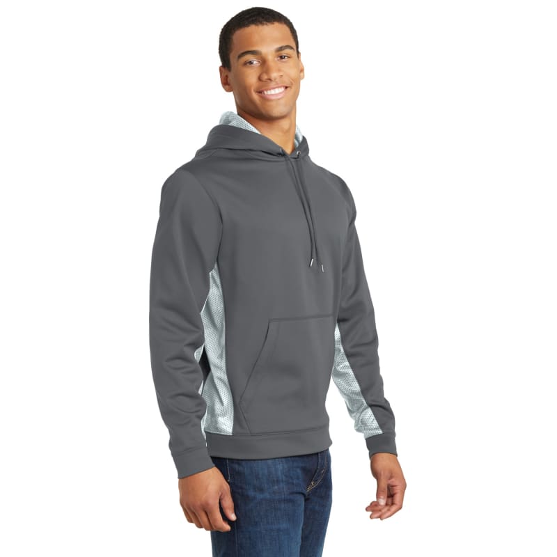 Sport-Tek Sport-Wick CamoHex Fleece Colorblock Hooded Pullover., custom hoodie or sweatshirt with logo imprint 16