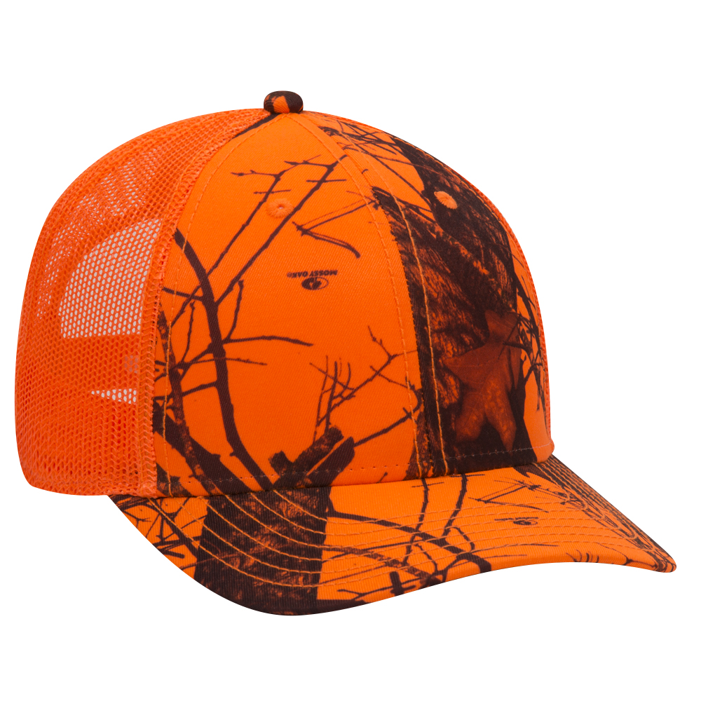 OTTO CAP Mossy Oak Camouflage Superior Polyester Twill 6 Panel Low Profile Mesh Back Baseball Cap 1