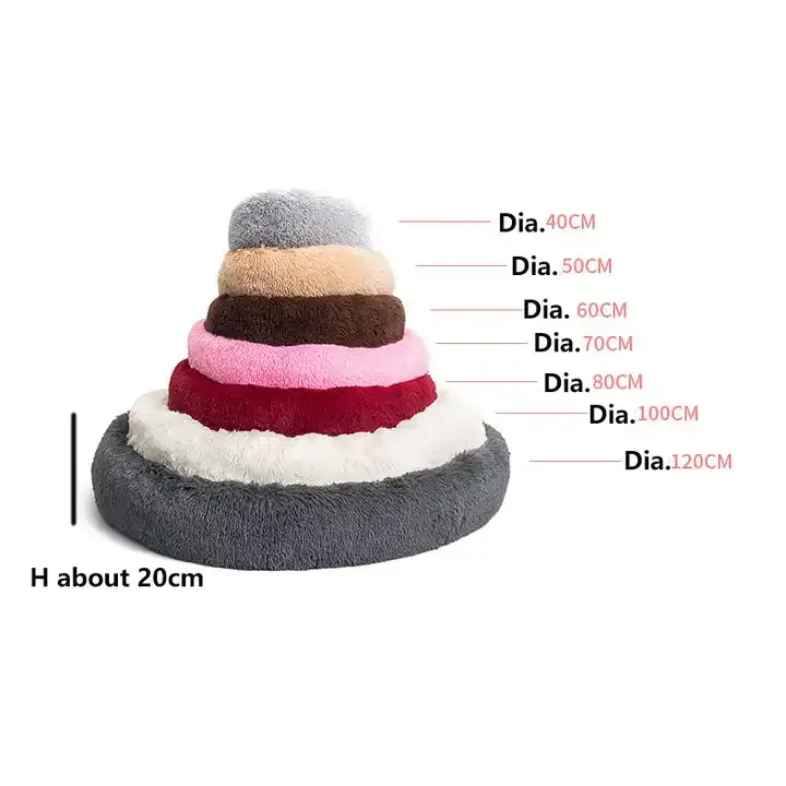 Soft Pet Dog Cat Bed  Round Plush Calming Portable 5