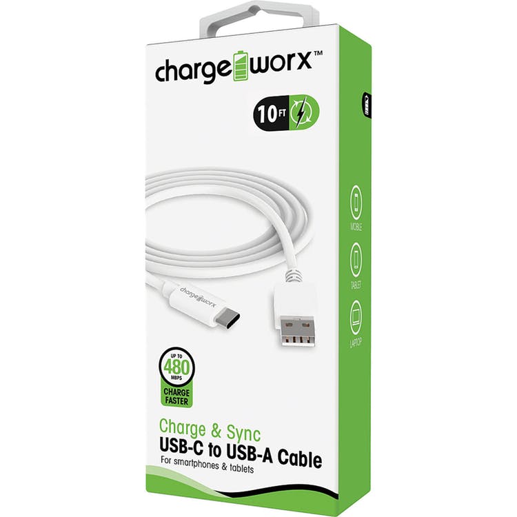 10' USB Type C Cables - White 1