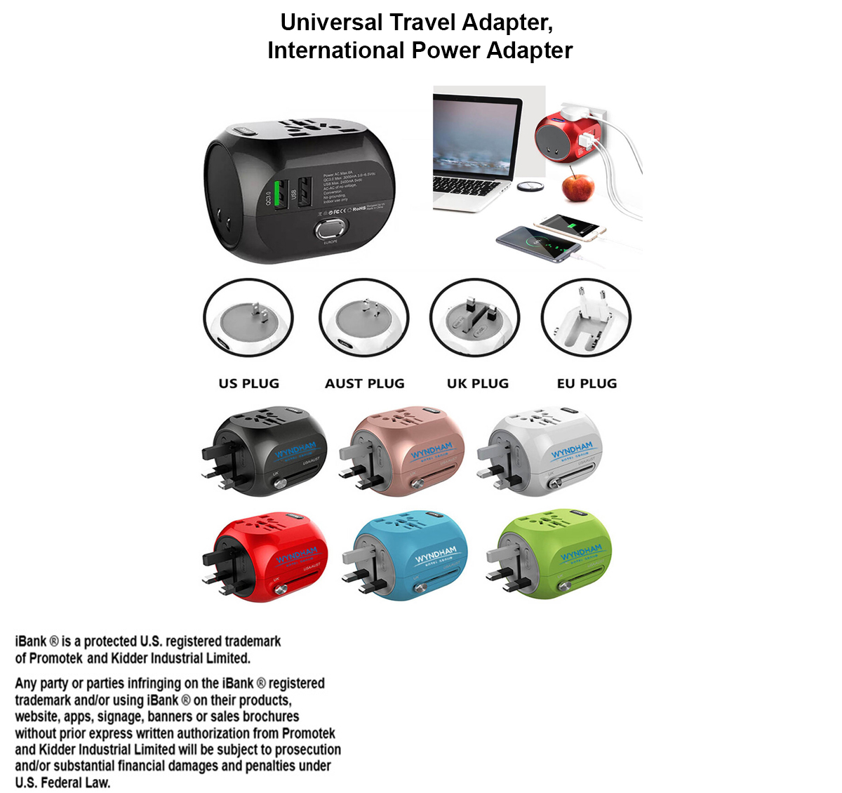 iBank ® Universal Travel Adapter, International Power Adapter 2