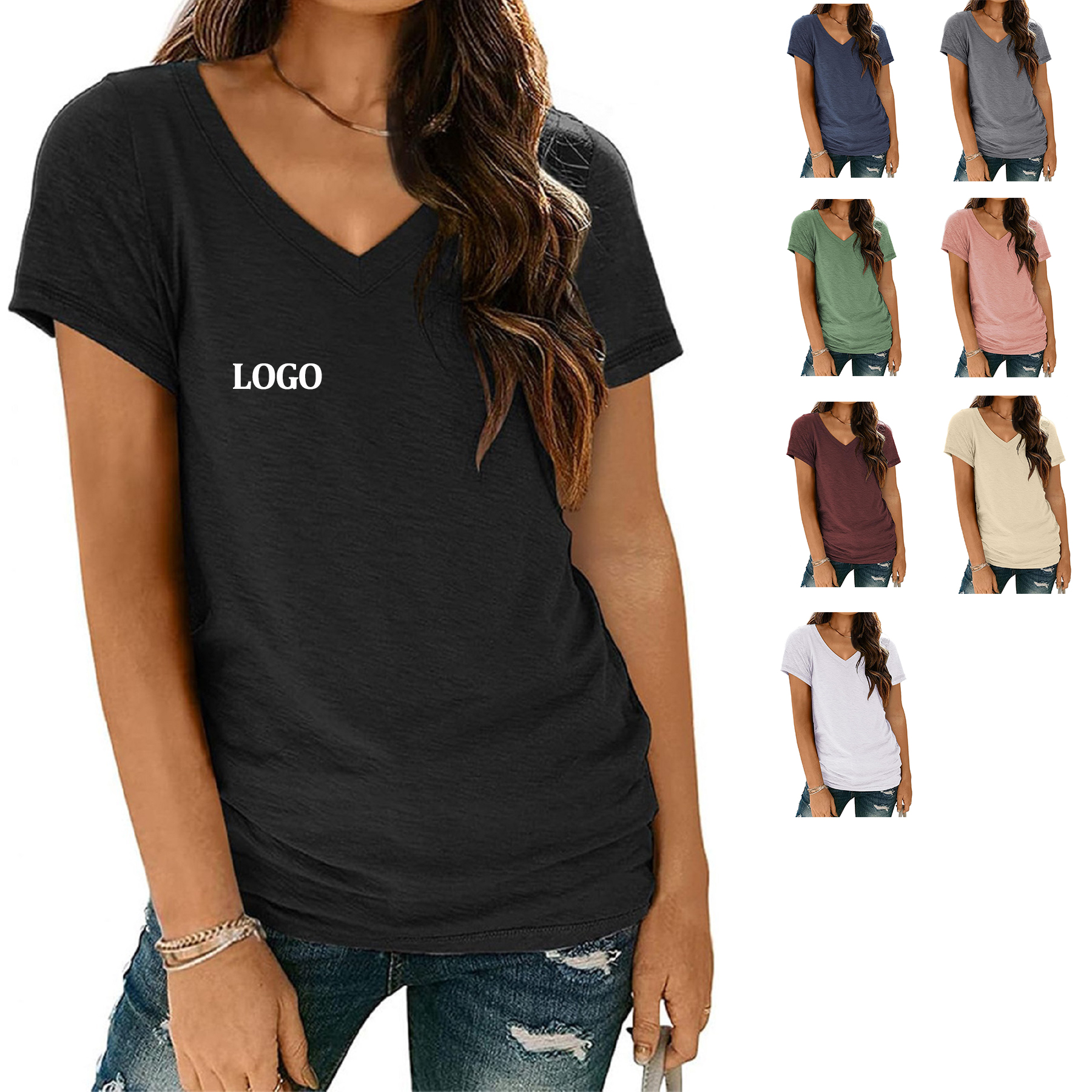 T Shirts Short Sleeve V Neck Tees for Women 8
