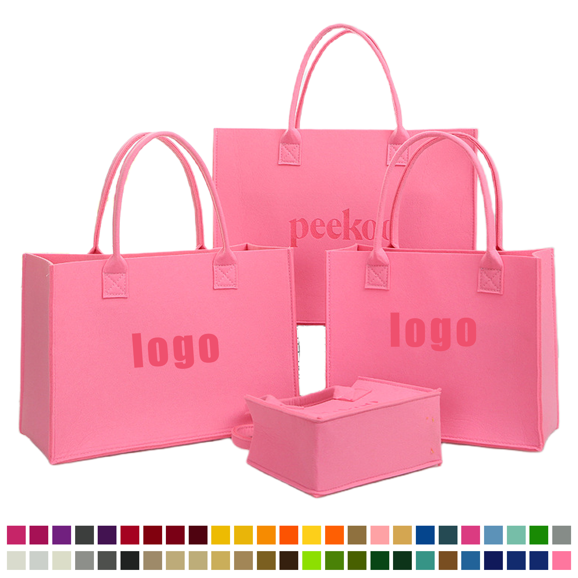 Colorful Felt Handbag, custom tote bag with logo imprint 2