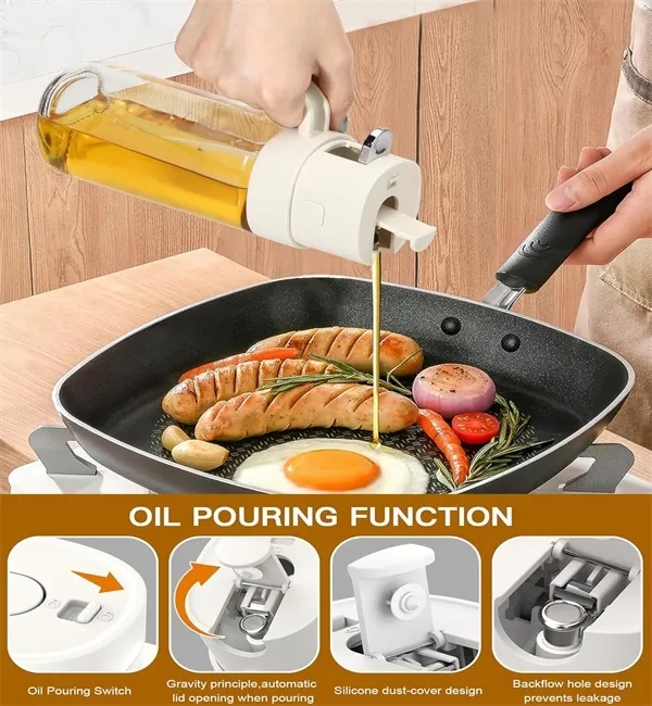 550ml Glass Auto Flip Cap Olive Oil Dispenser Bottle 4