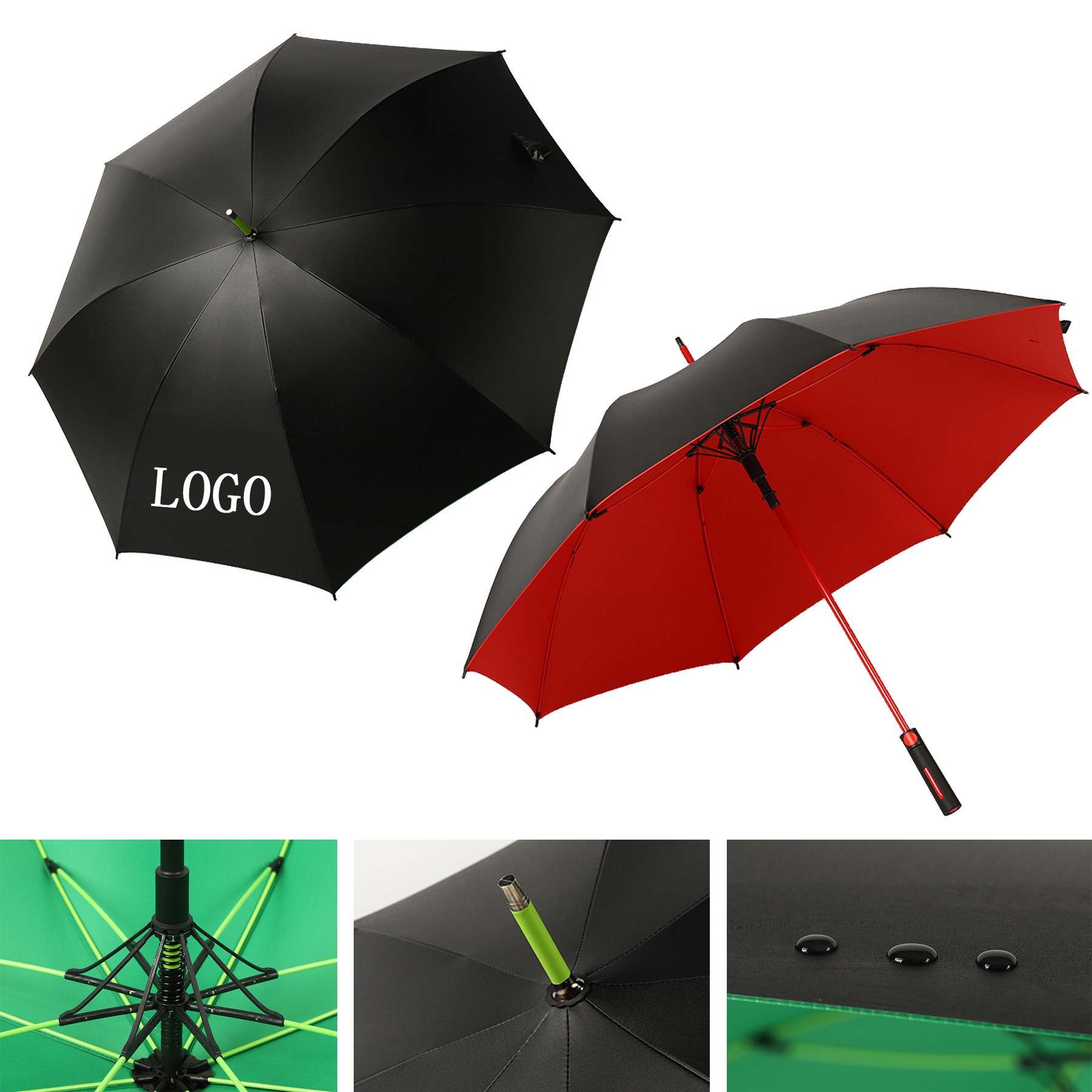 Black Tape Windproof Umbrella