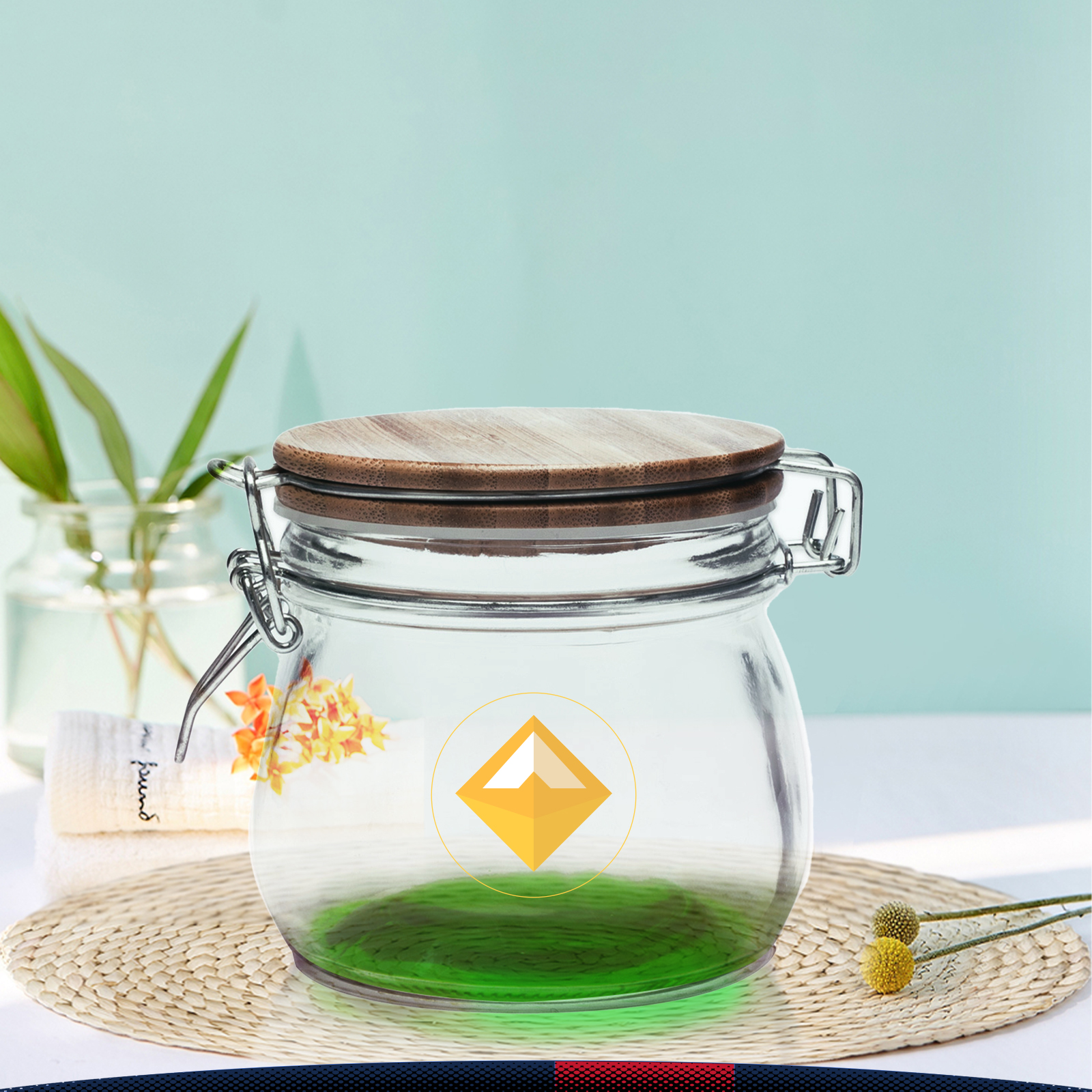 16 oz Glass Candy Jars with Wire Wooden Lids 6