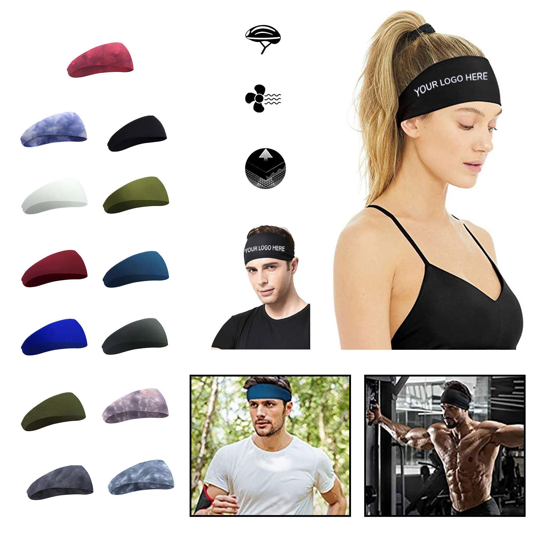 Fitness Workout Stretchy Unisex Hairband 2