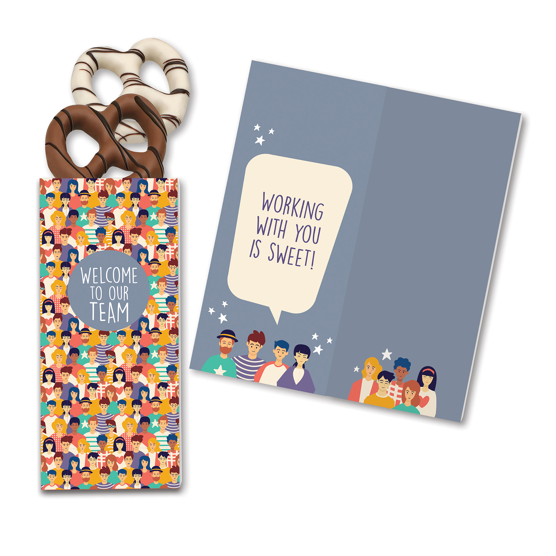 One Color Foil-Stamped Stock Welcome Sweeter Cards with Chocolate Dipped Pretzels 2