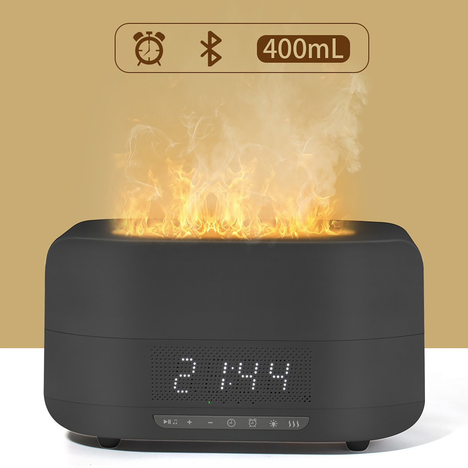 Flame Diffuser with Bluetooth Speaker and Clock Humidifer 6