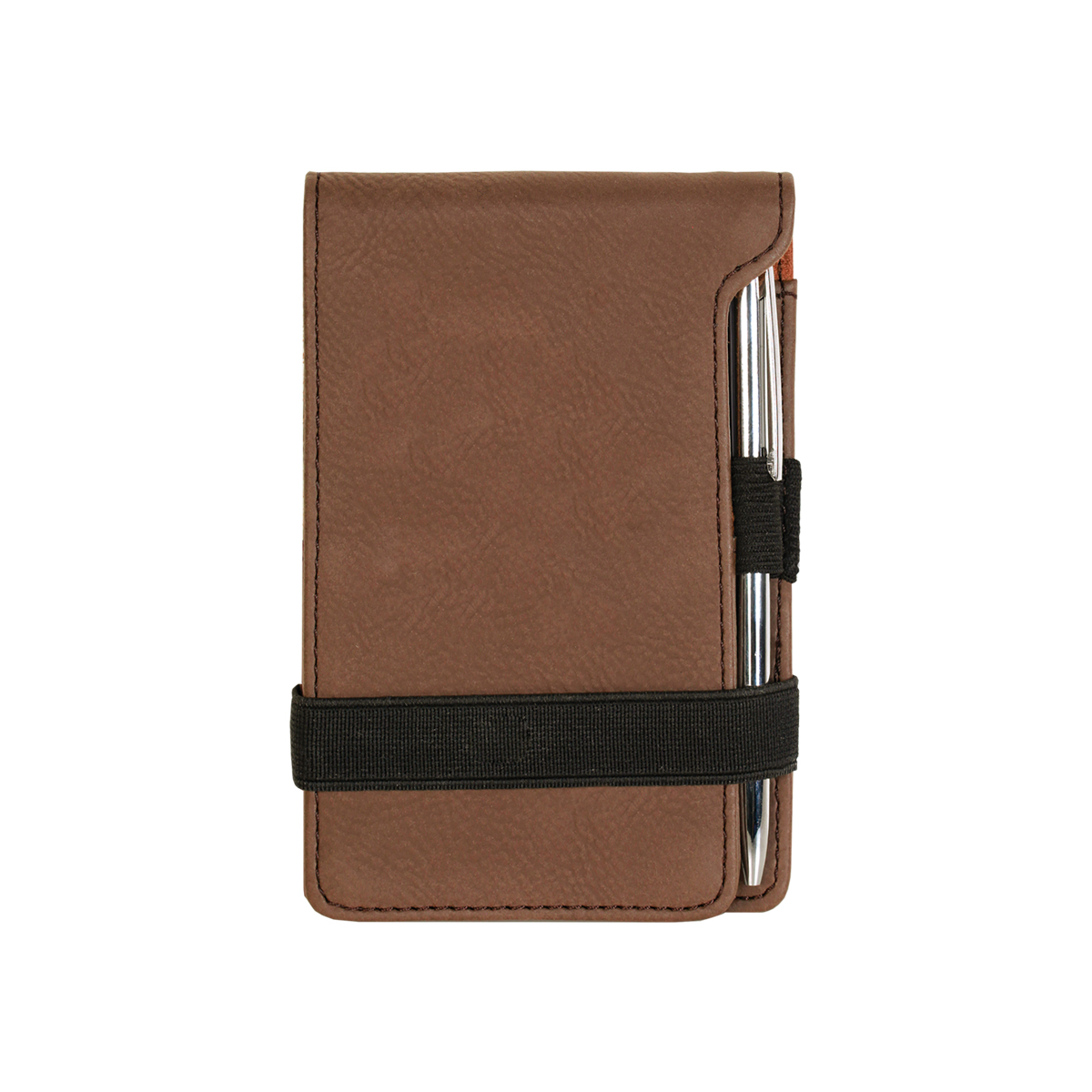 Dark Brown Leatherette Mini Notepad with Pen 2
