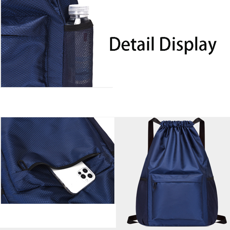 Waterproof Large Sports Drawstring Backpack w/Adjustable Shoulder Strap 15