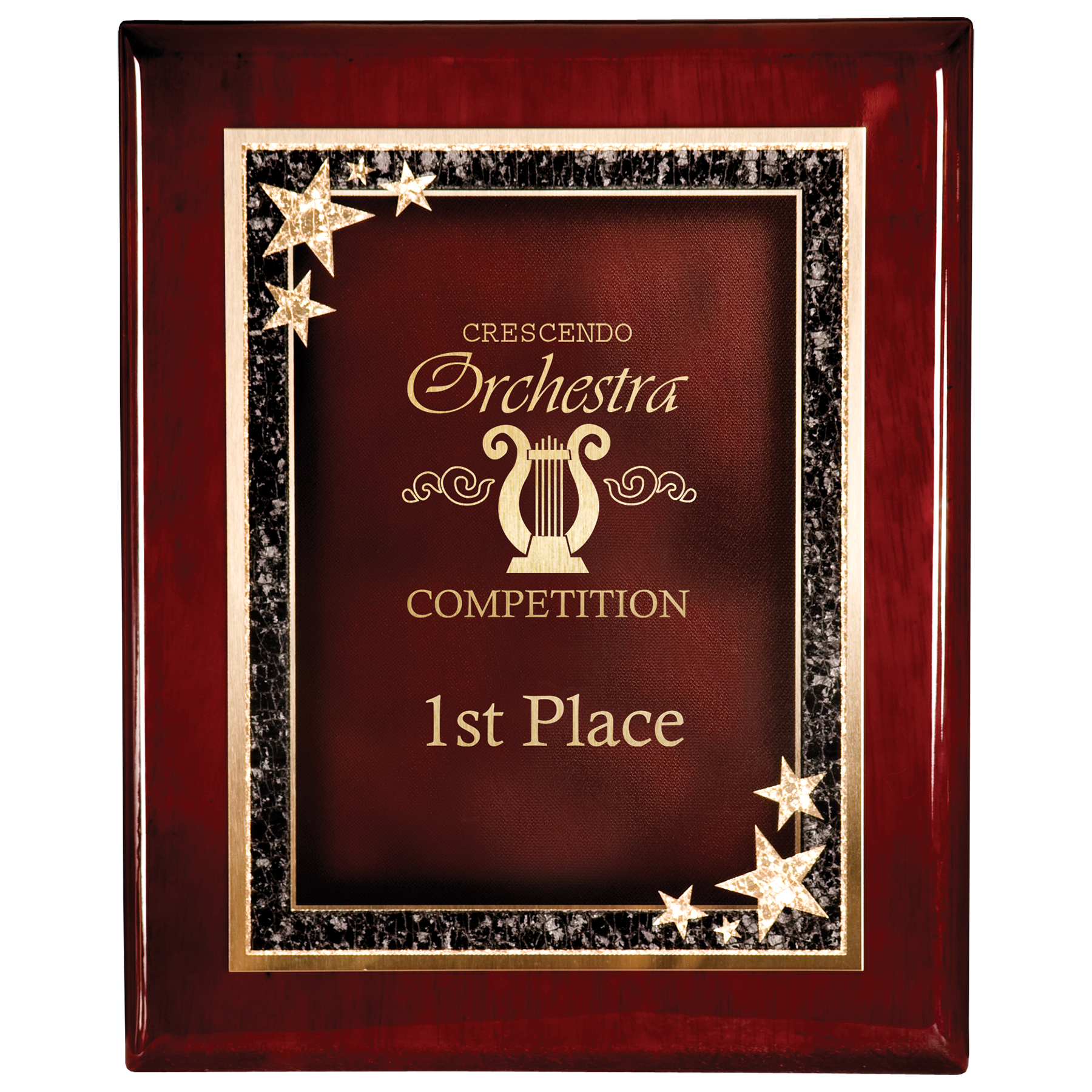 Premium Rosewood Piano Finish Plaque w/ Red Starburst Plate 5