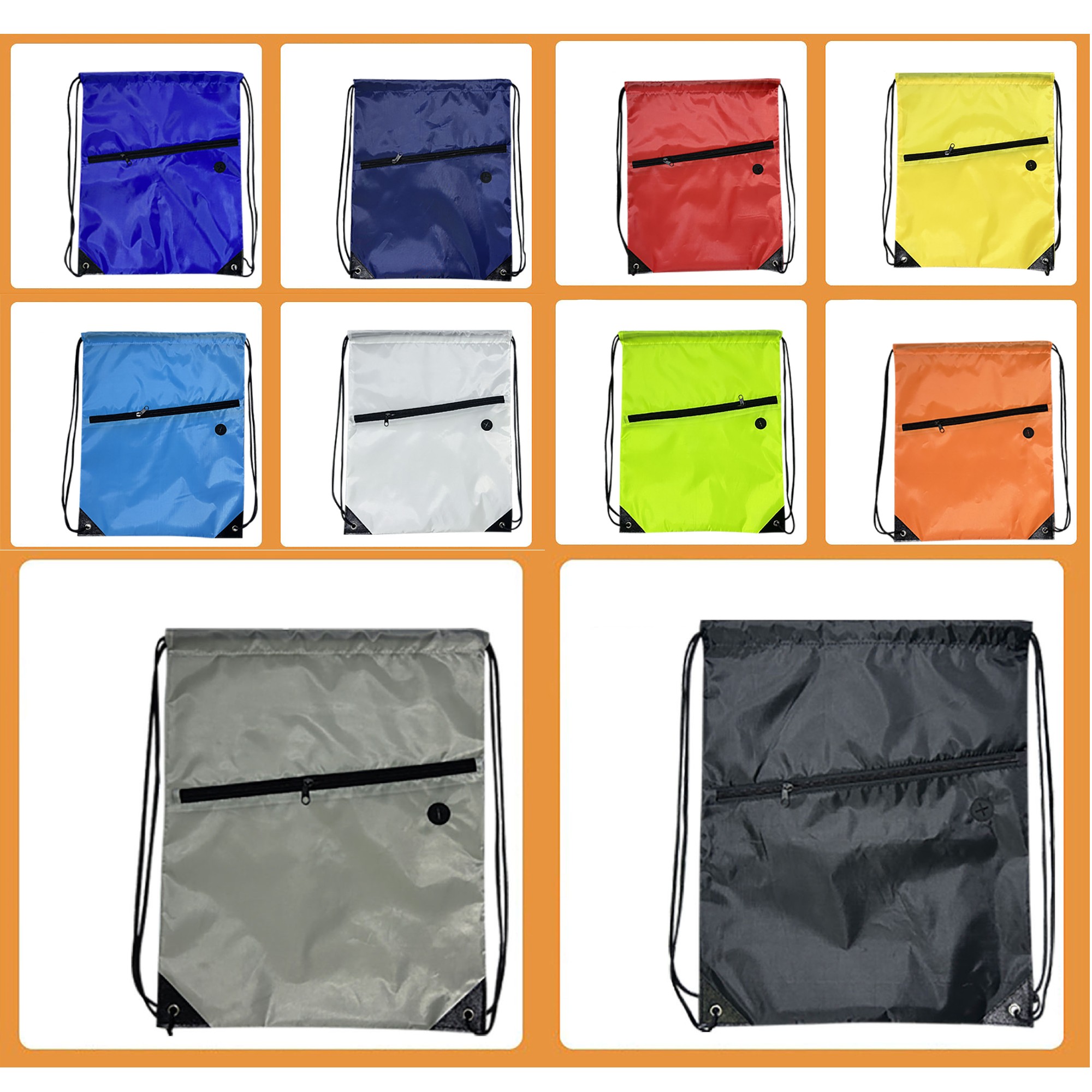Waterproof Drawstring Backpack with Zipper Pocket 2