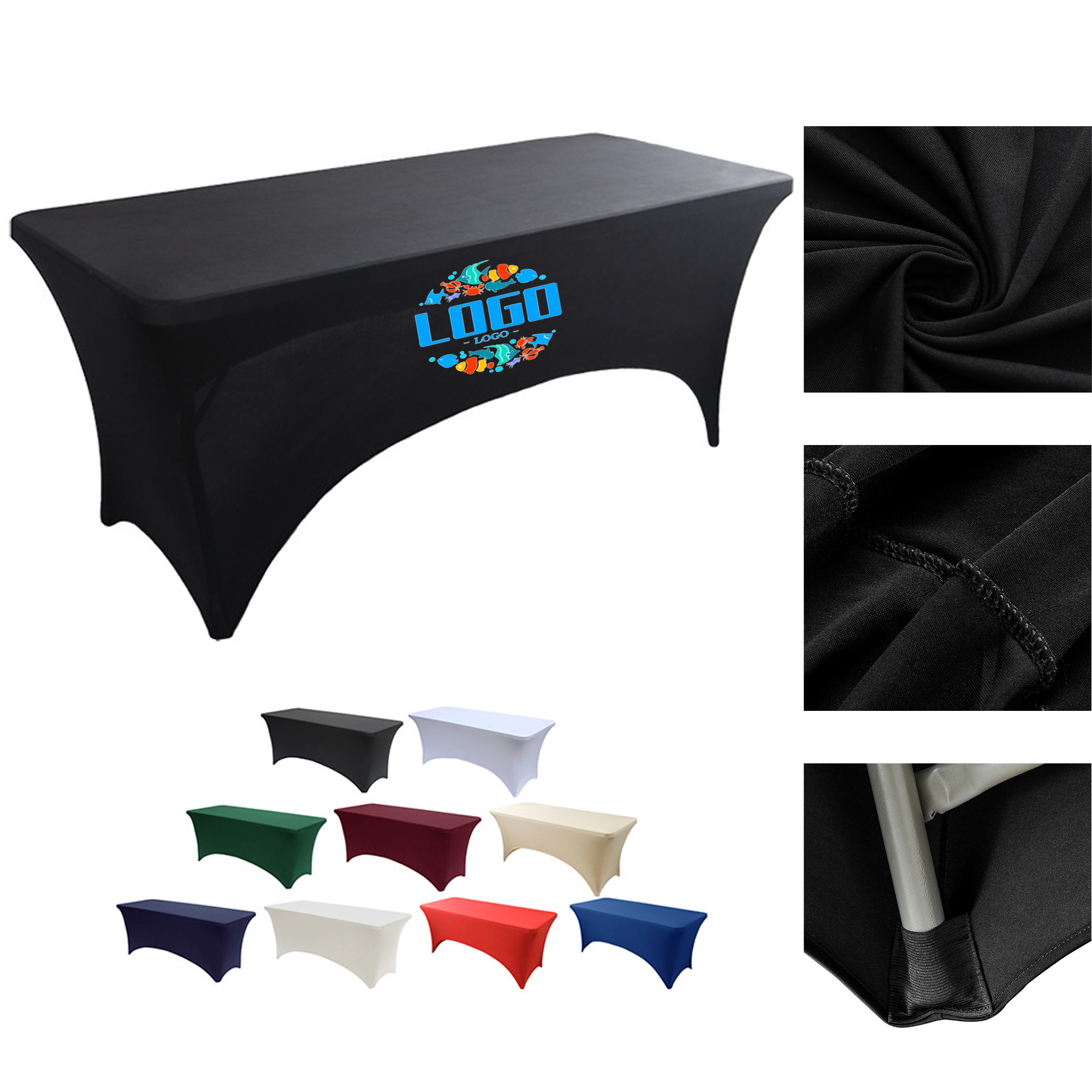 6FT Customizable Polyester Tablecloth Stretch Table Cover 3