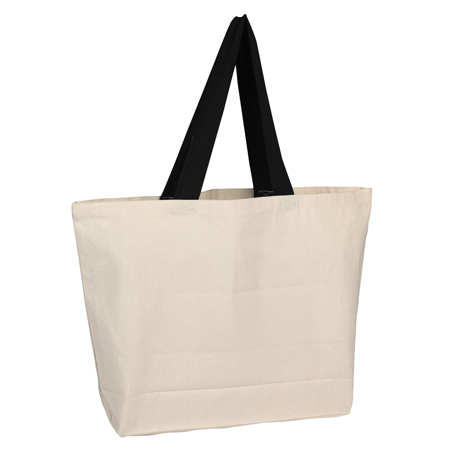Wide Natural Canvas Tote Bag w/ Colored Webbing Handles 5