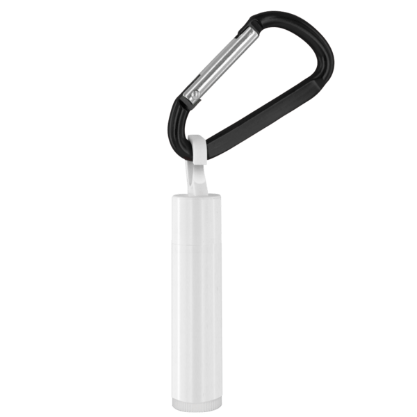 SPF 15 Lip Balm in White Tube with Hook Cap and Carabiner 8