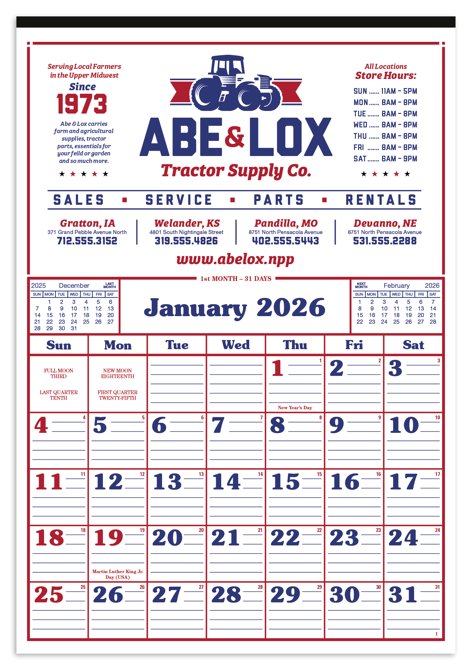 Skinner & Kennedy® Commercial 12-Sheet Calendar 5