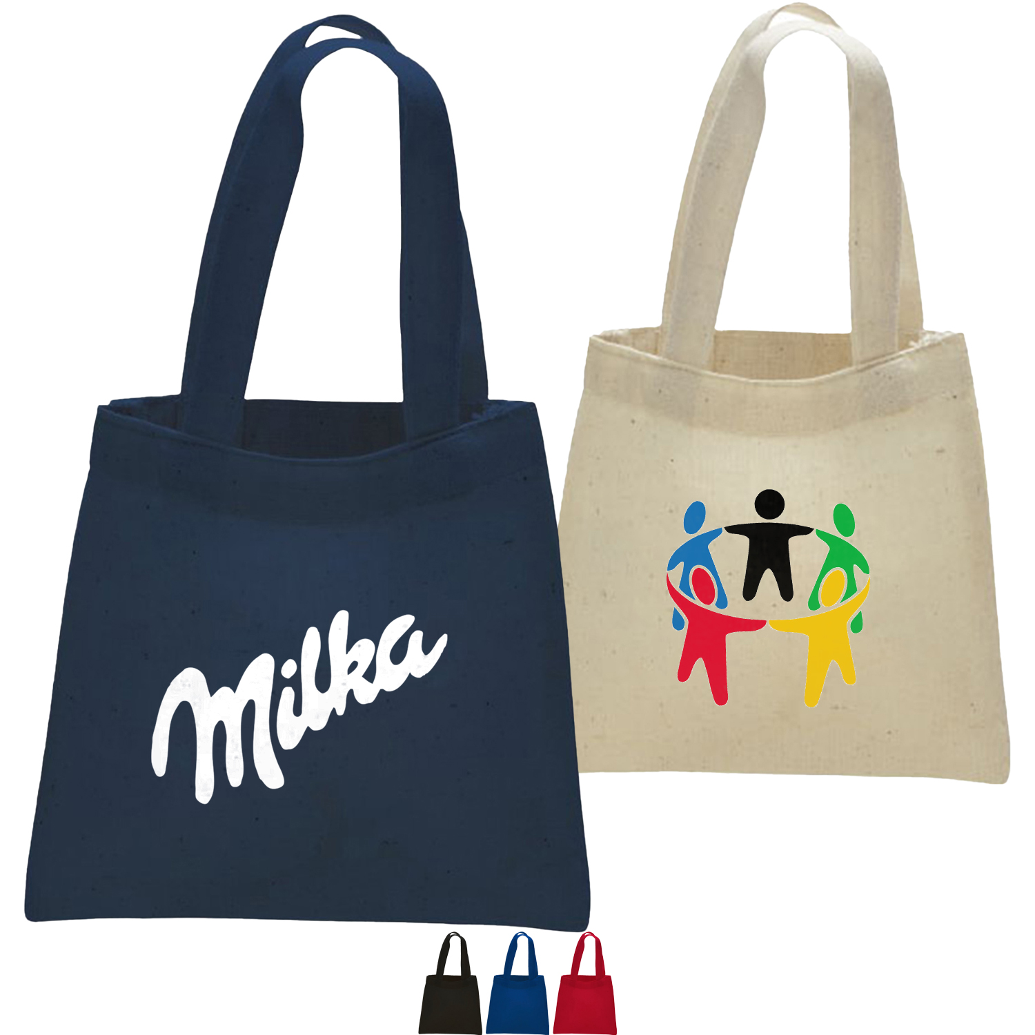 100% Cotton Canvas Sheeting Medium Tote Bag w/ Gusset USA Decorated (6" x 6") 2