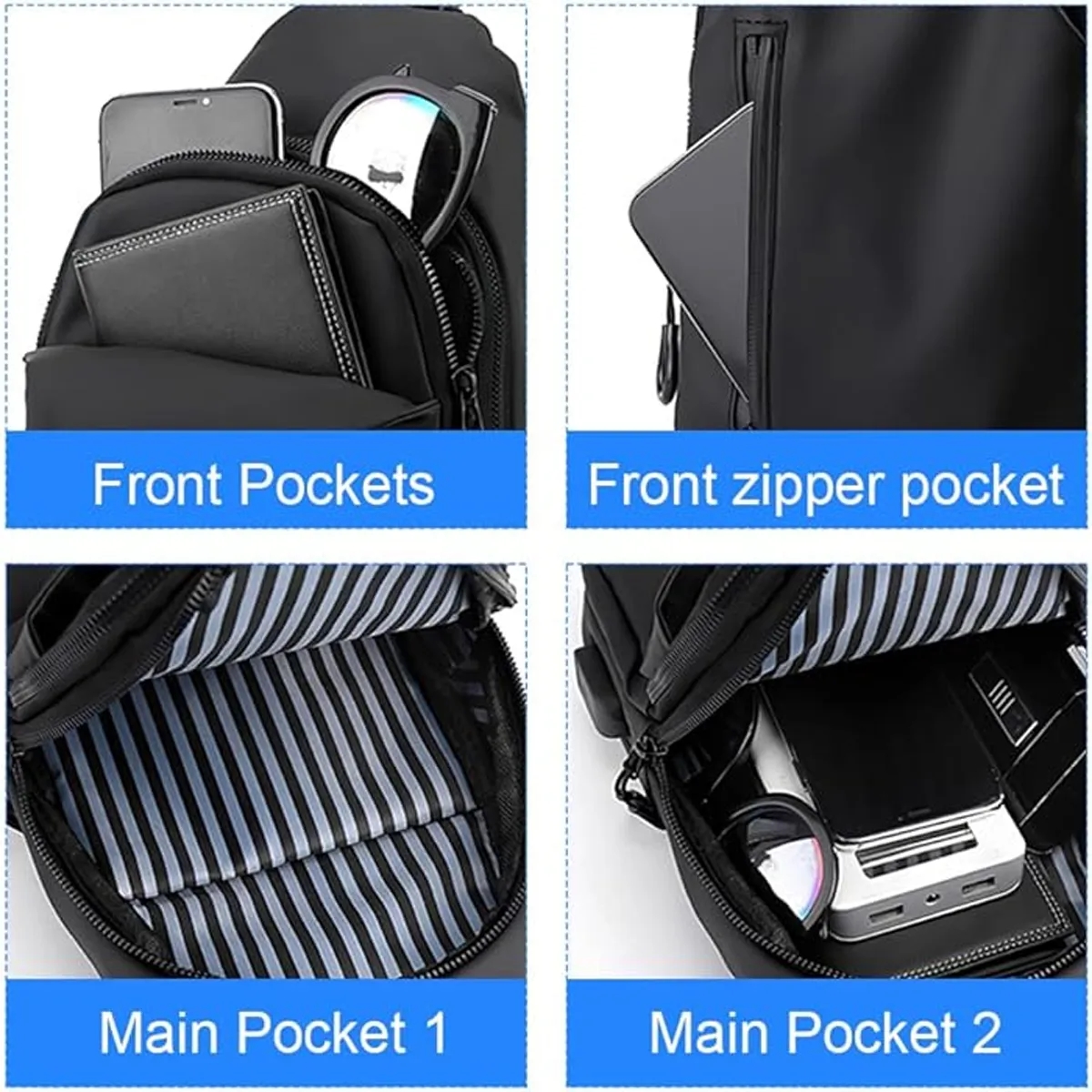 Men's Crossbody Backpack with USB Charging 3