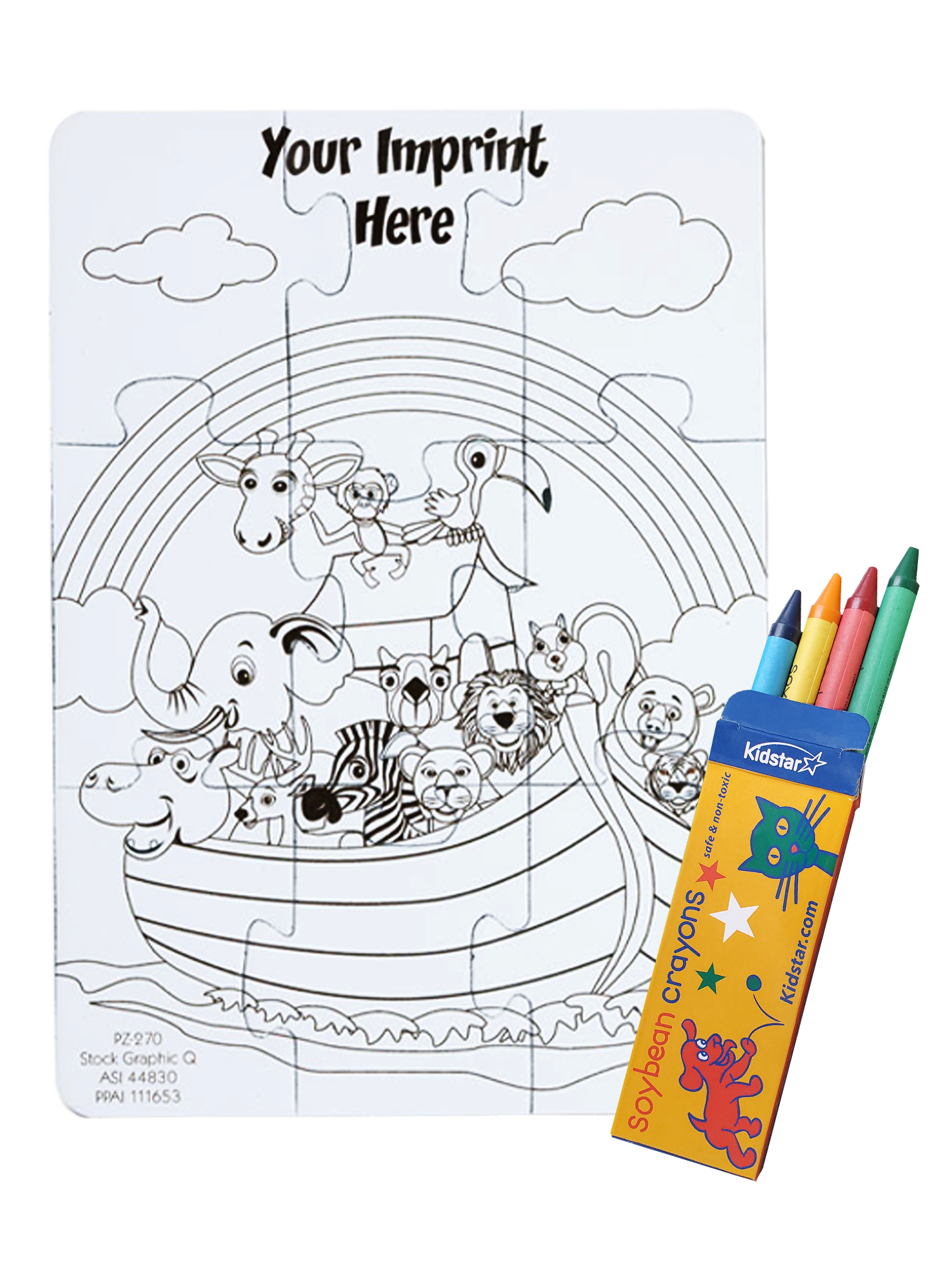 9 Pieces - 5" x 7" Coloring Puzzle - Noah's Ark 1