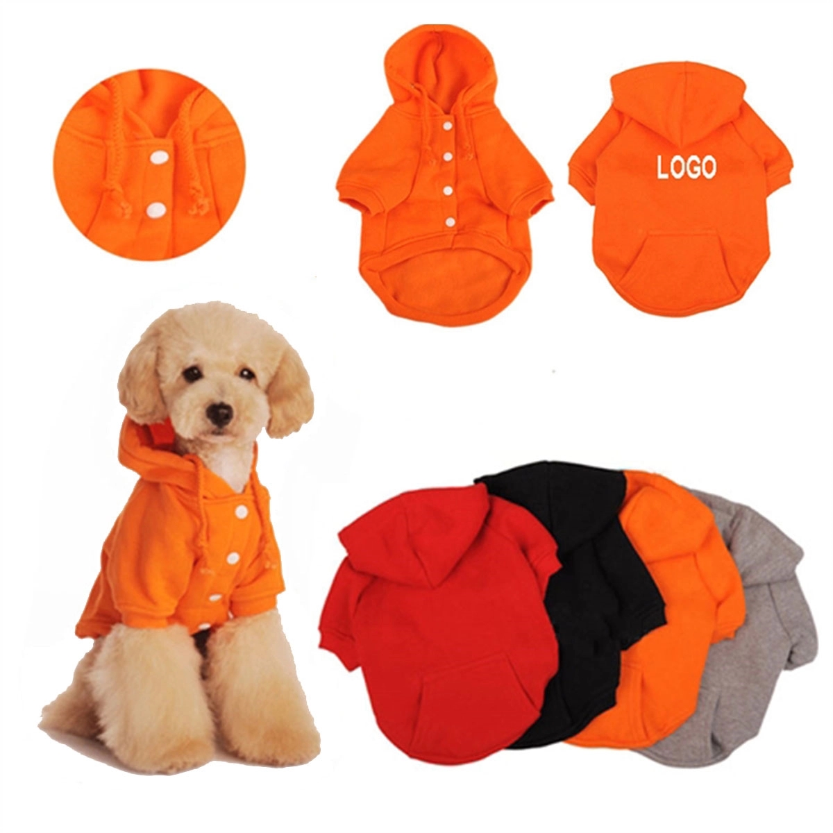 Puppy Hoodie Sweater Dog Coat With Pockets 5