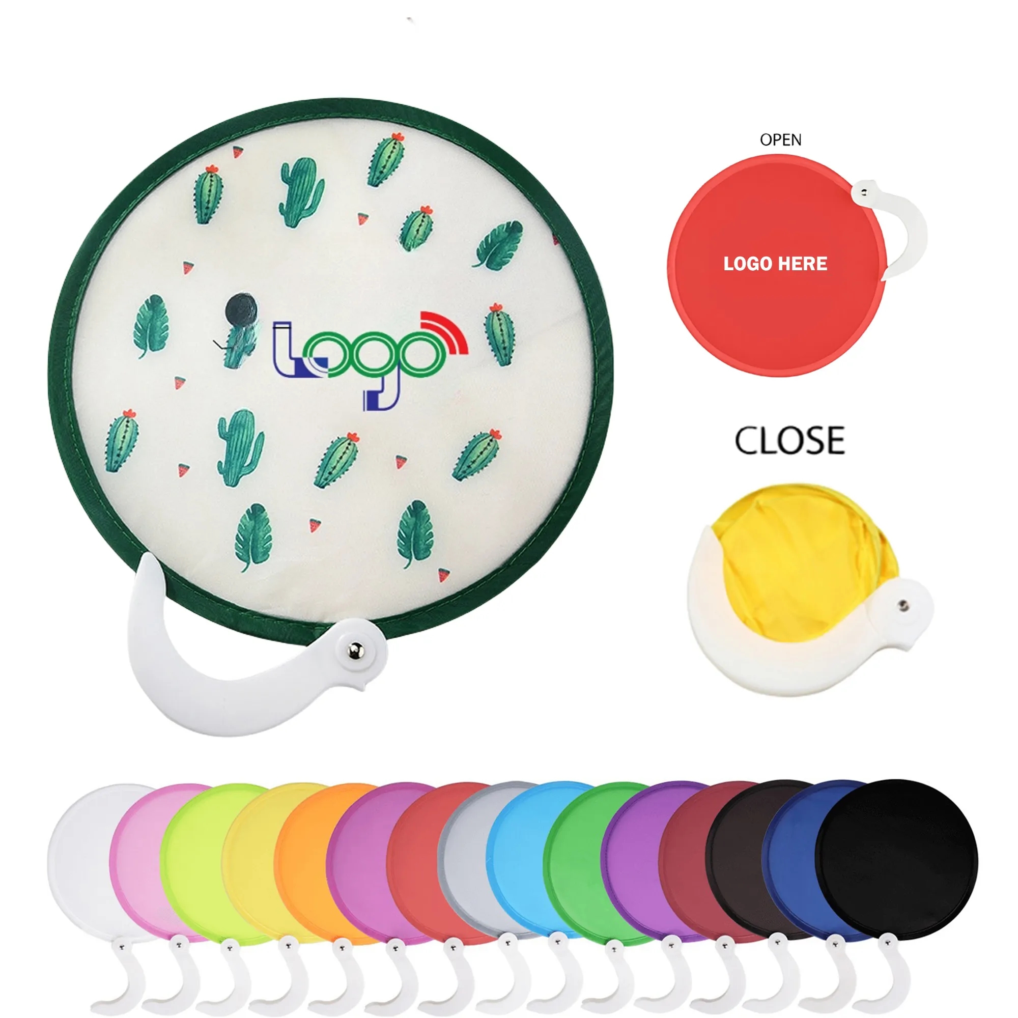 Custom Logo Foldable Round Disc Fans Pouch 2