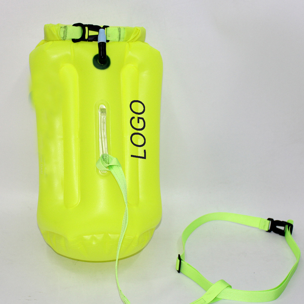 PVC Inflatable Safety Buoy Waterproof Dry Floating Storage Bag W/ Waistband for Swimming/Training 3