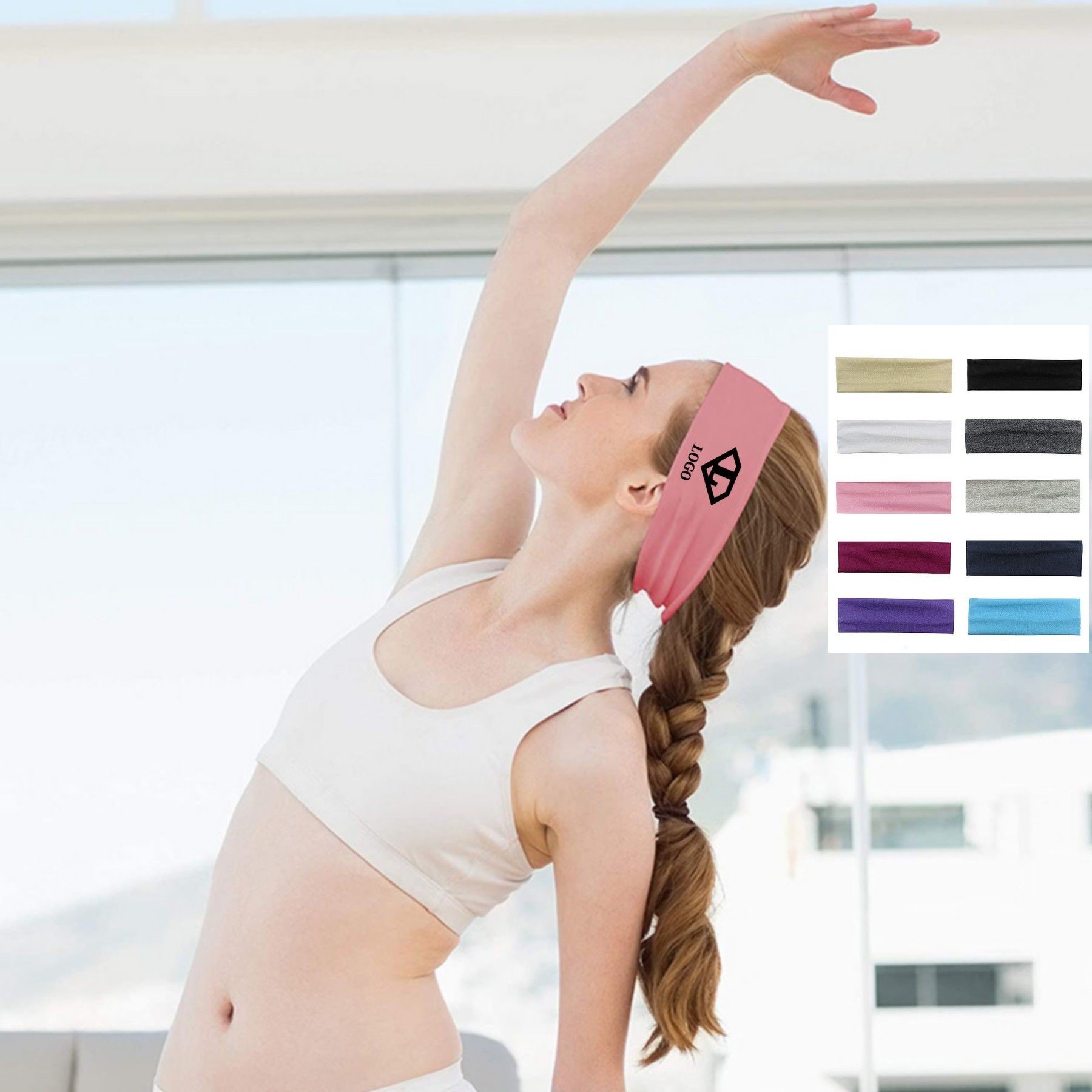 Non-Slip Stretch Headbands Sports Head Wraps 5