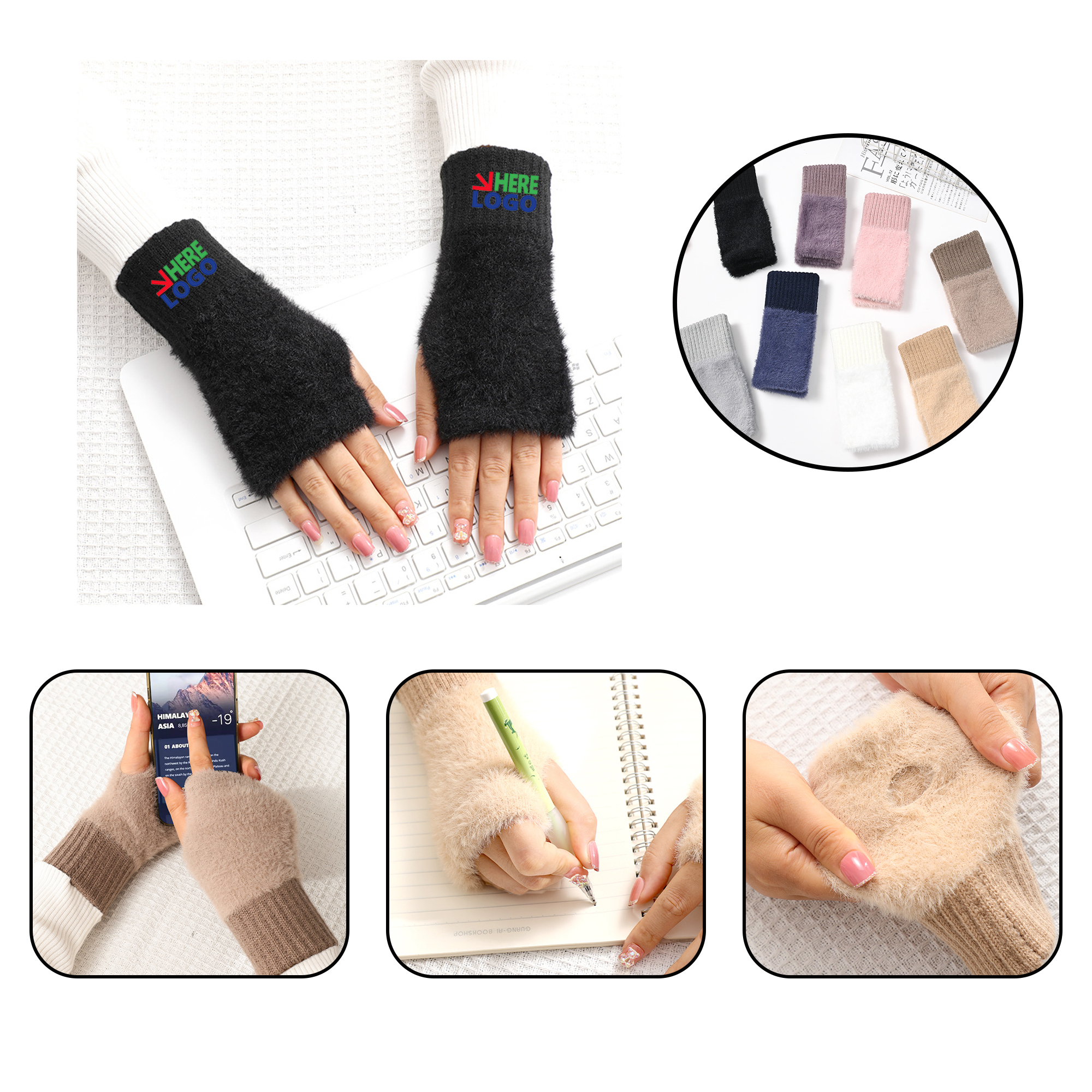 MOQ:10pcs Thermal Half Finger Gloves 3