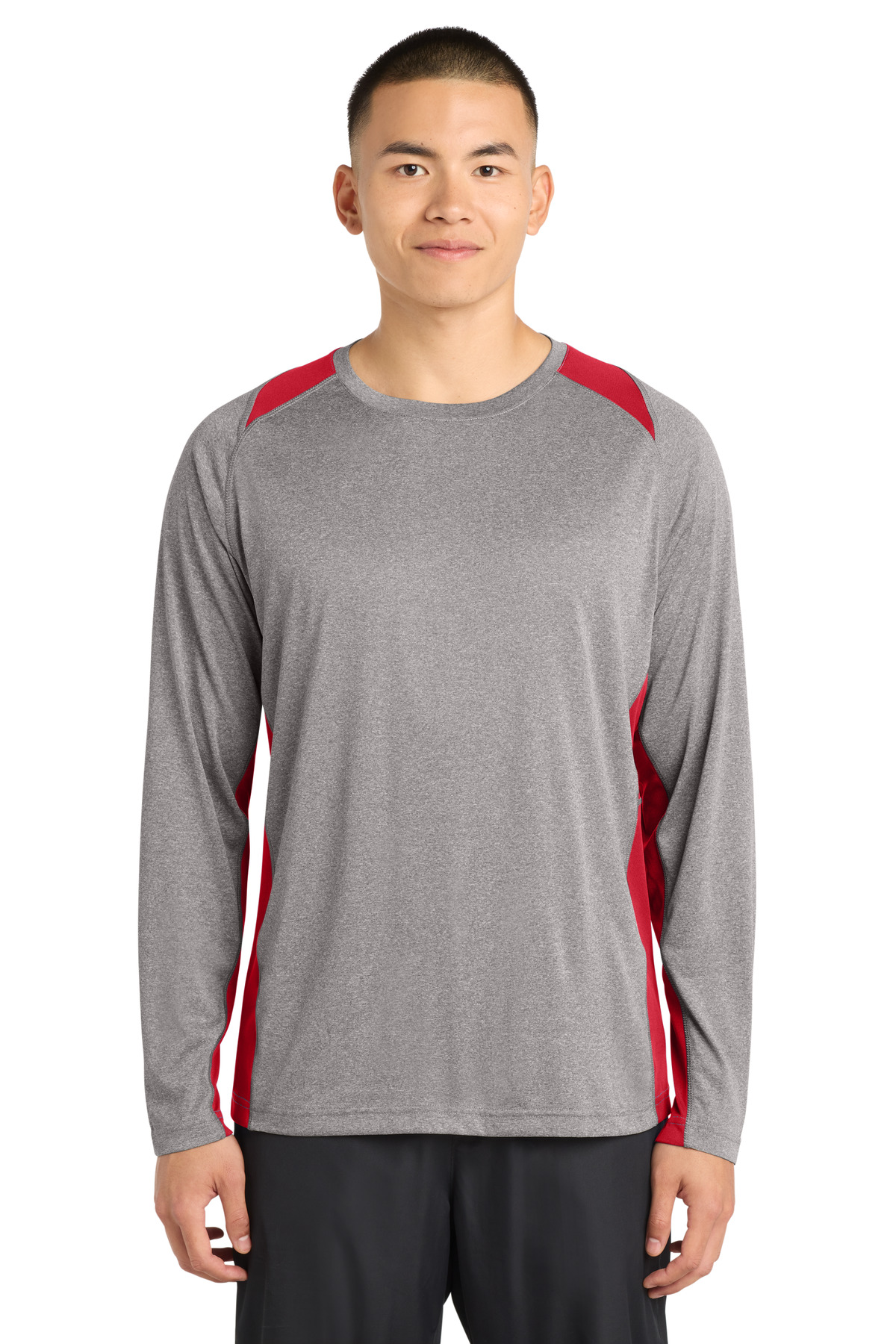 Sport-Tek Long Sleeve Heather Colorblock Contender Tee. ST361LS 7